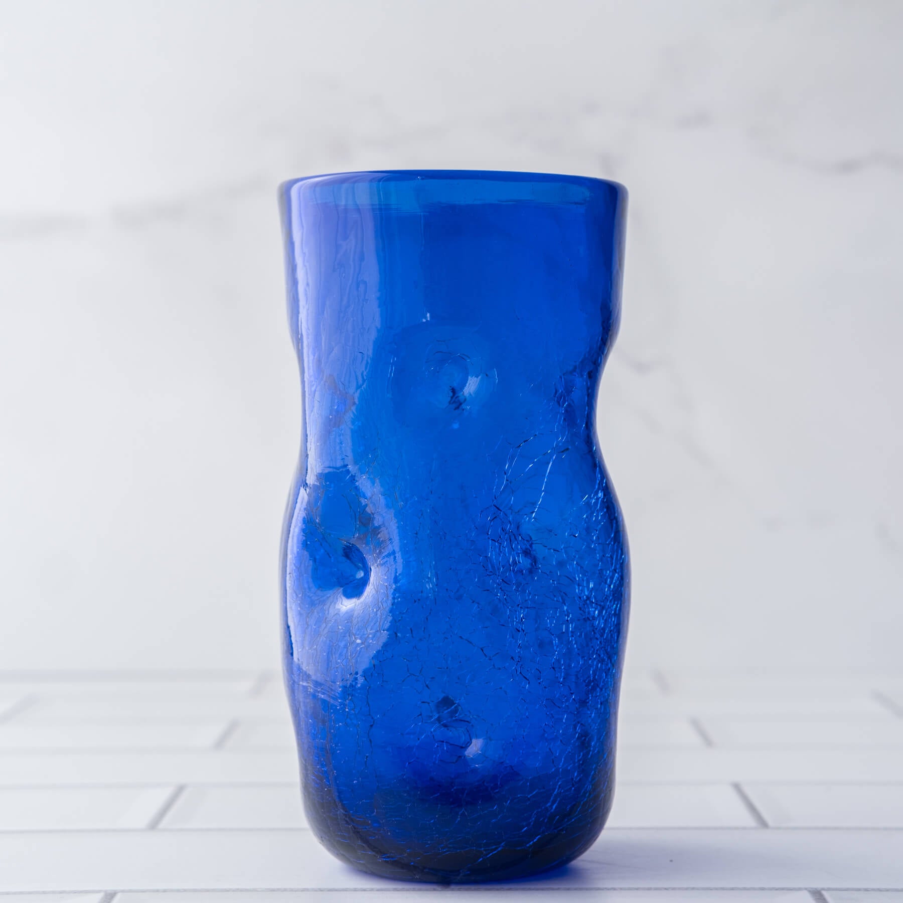 418LC Crackled Large Dimple Glass - Cobalt