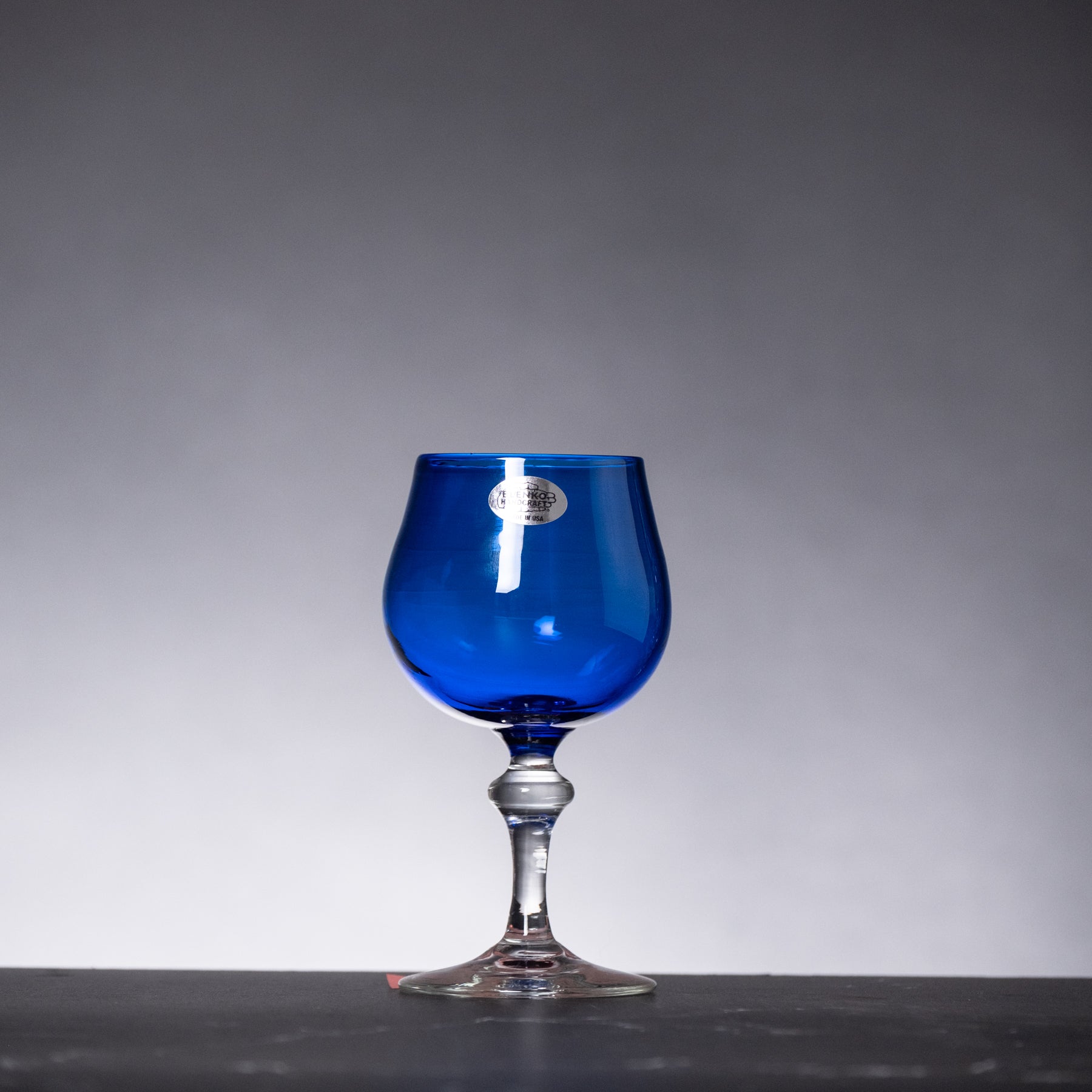 Blenko x Schreiber - Goblet - Cobalt w/Crystal Stem | APID# DS10092529