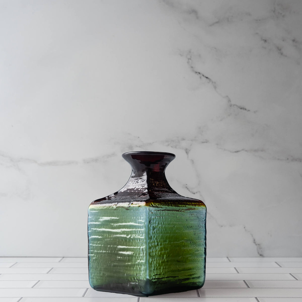 6224L Large Strata Block Bud Vase Summer Storm Blenko Glass Company