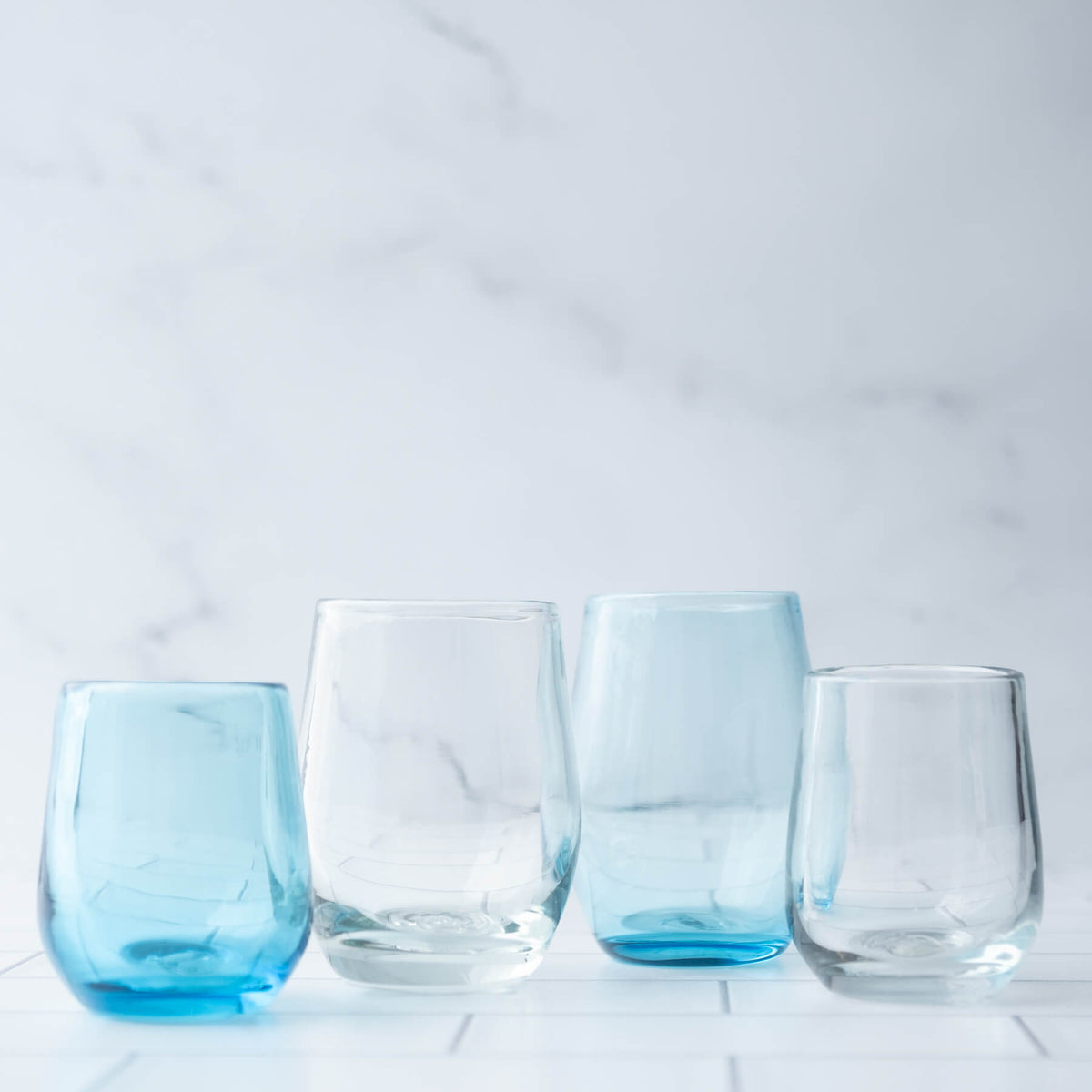 Cerulean Blue Stemless Wine Glass – Bambino Glassware