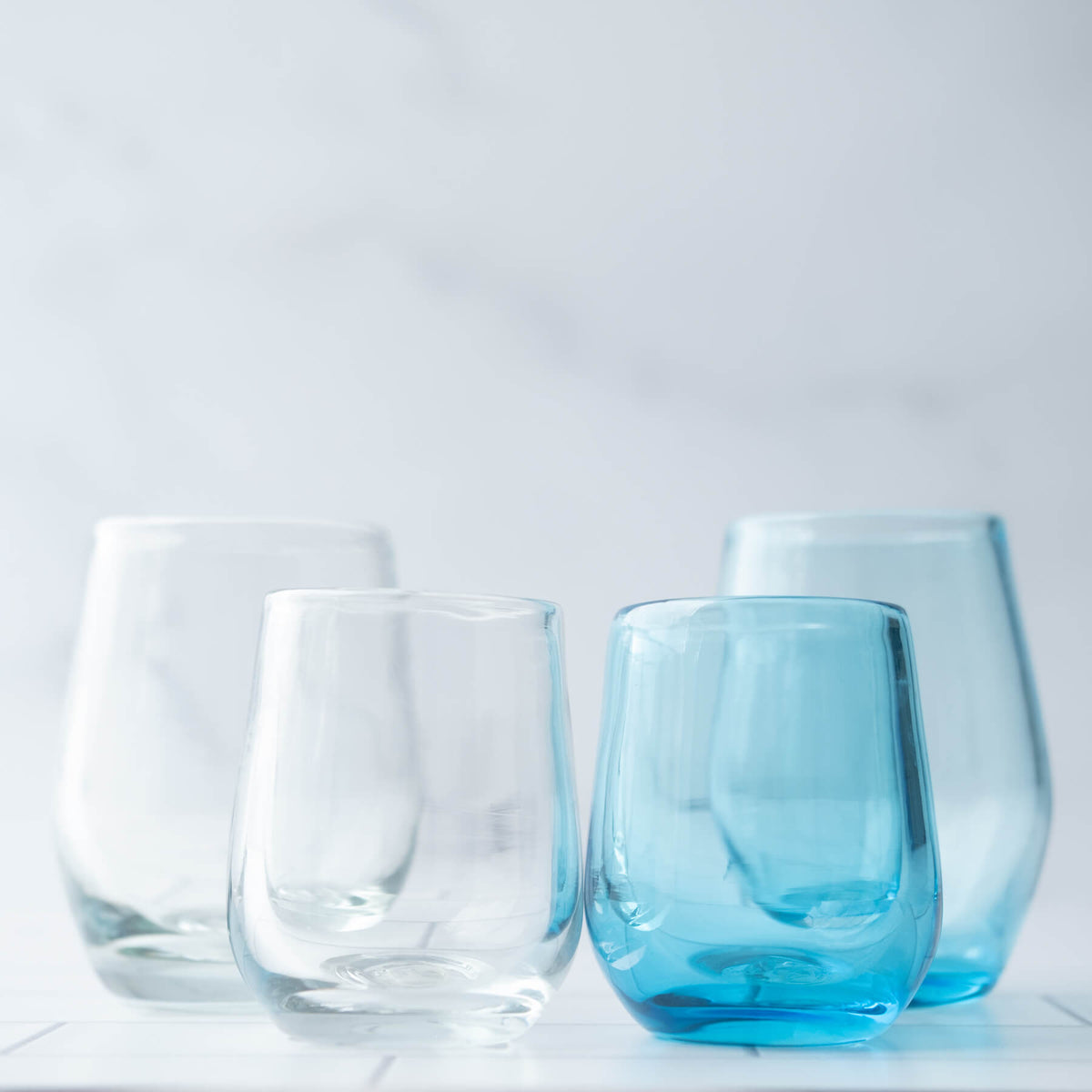 Cerulean Blue Stemless Wine Glass – Bambino Glassware
