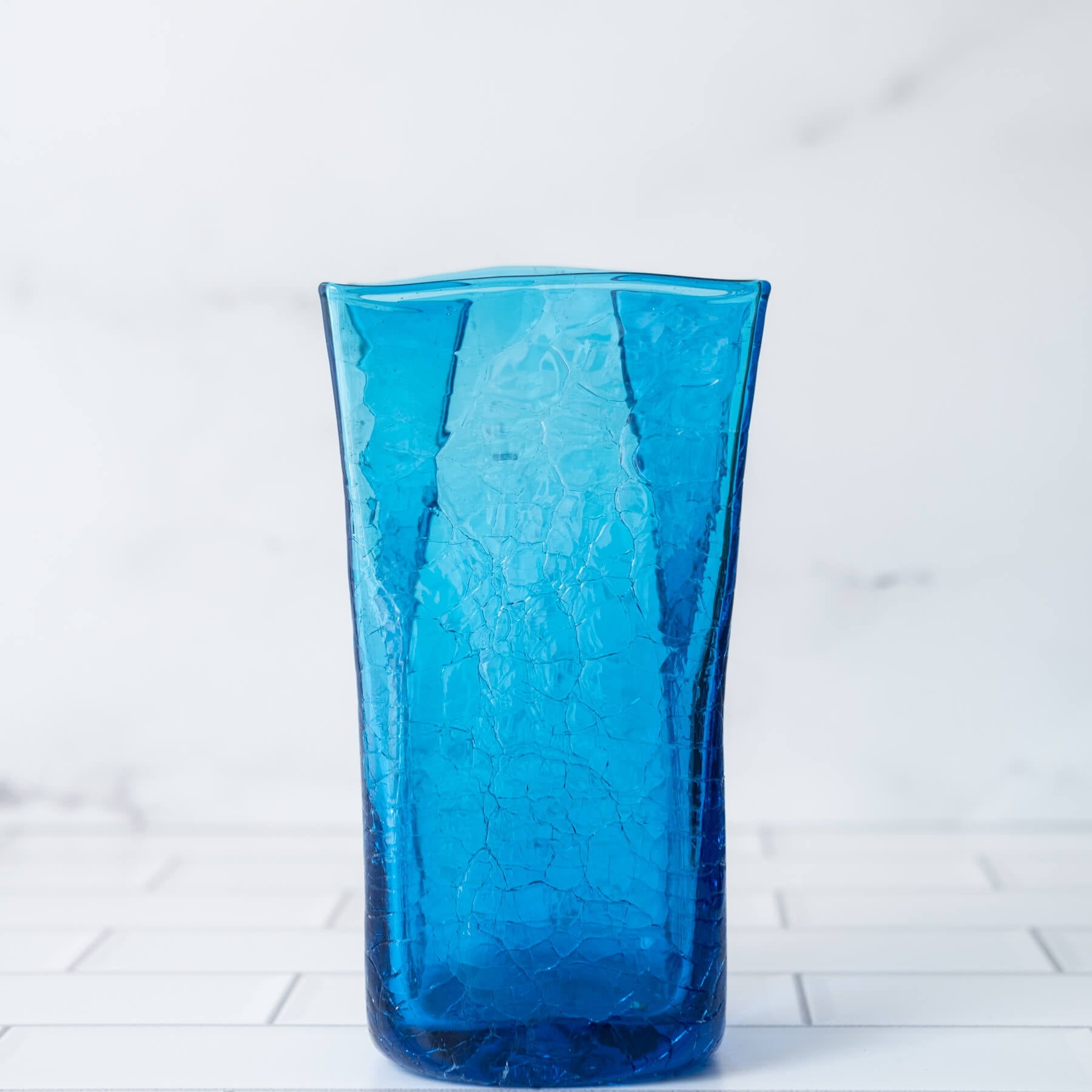 Turquoise Crackled Small Paper Bag Vase