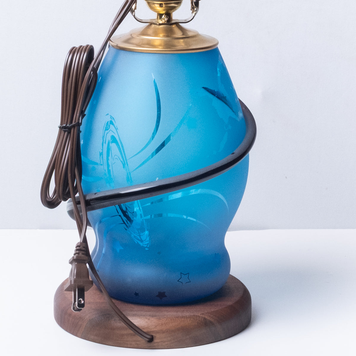2615 Etched Celestial Lamp - Frosted Turquoise