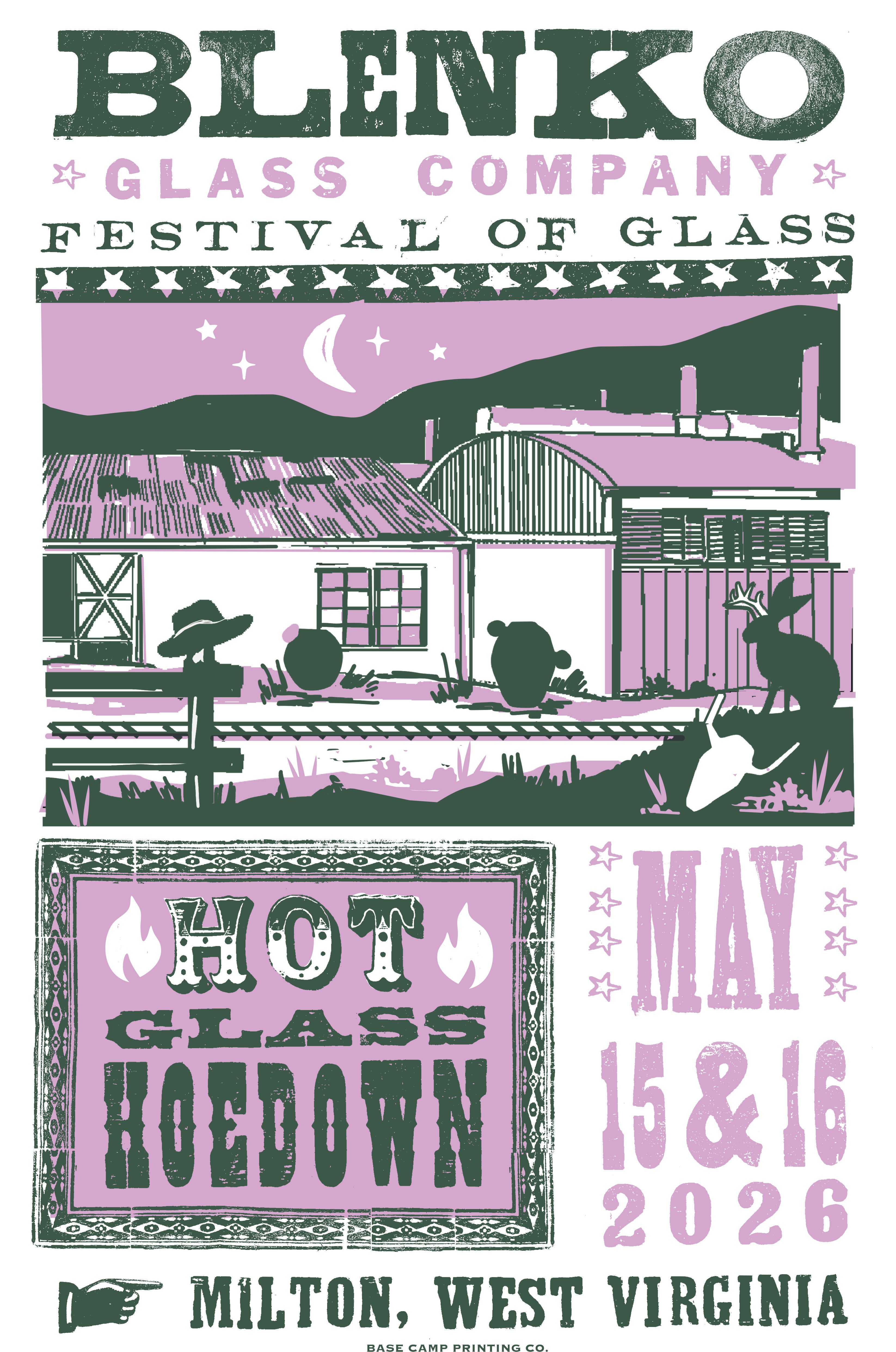 Promotional poster for Blenko Glass Company Festival of Glass event in Milton, West Virginia.