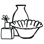 Black and white bowl and vases