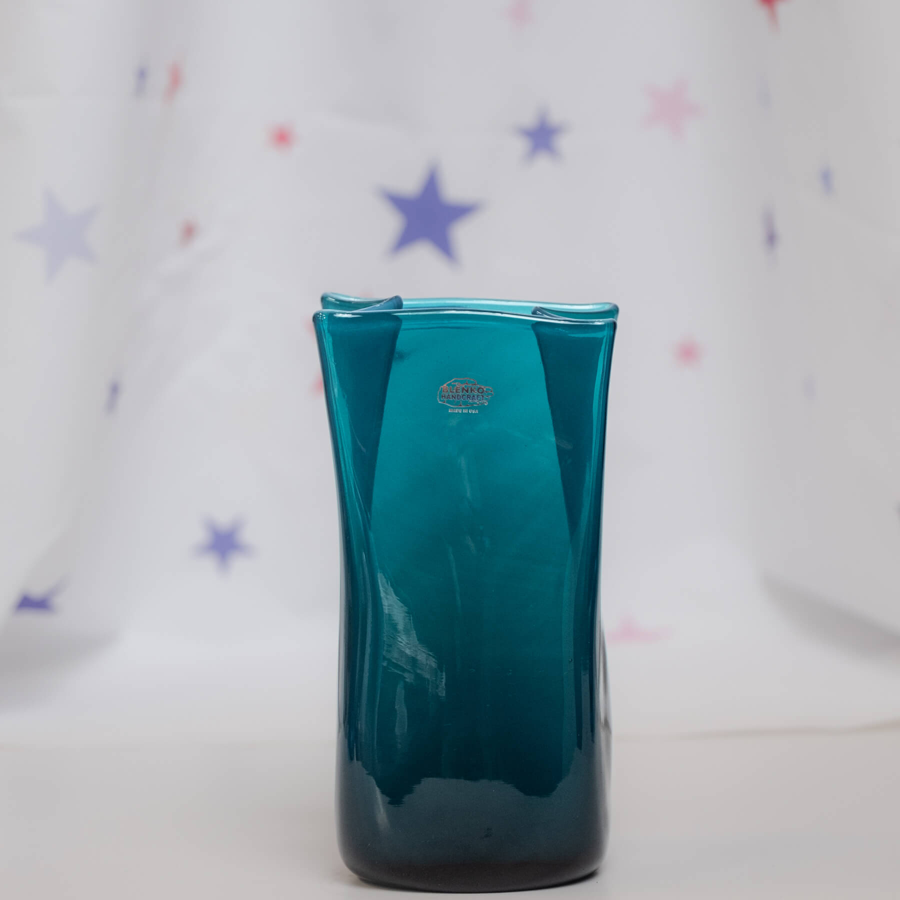 8813S Small Paper Bag Vase - Cerulean with Experimental White