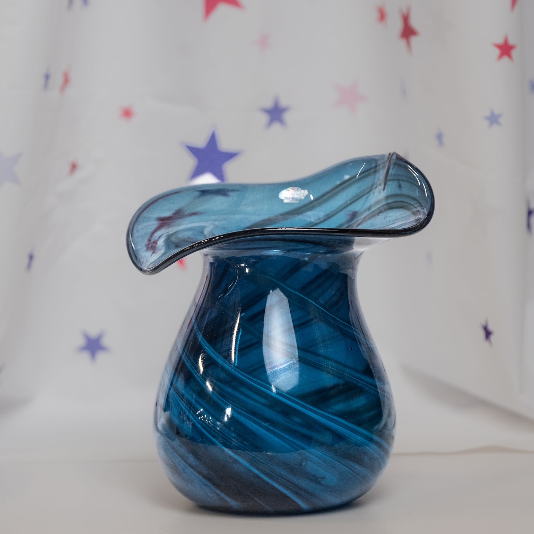 Ripple Vase - Turquoise with Experimental White