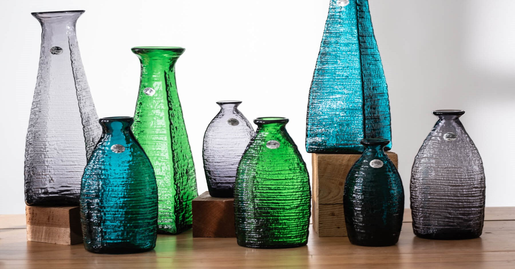 Colorful Blenko Strata Vases