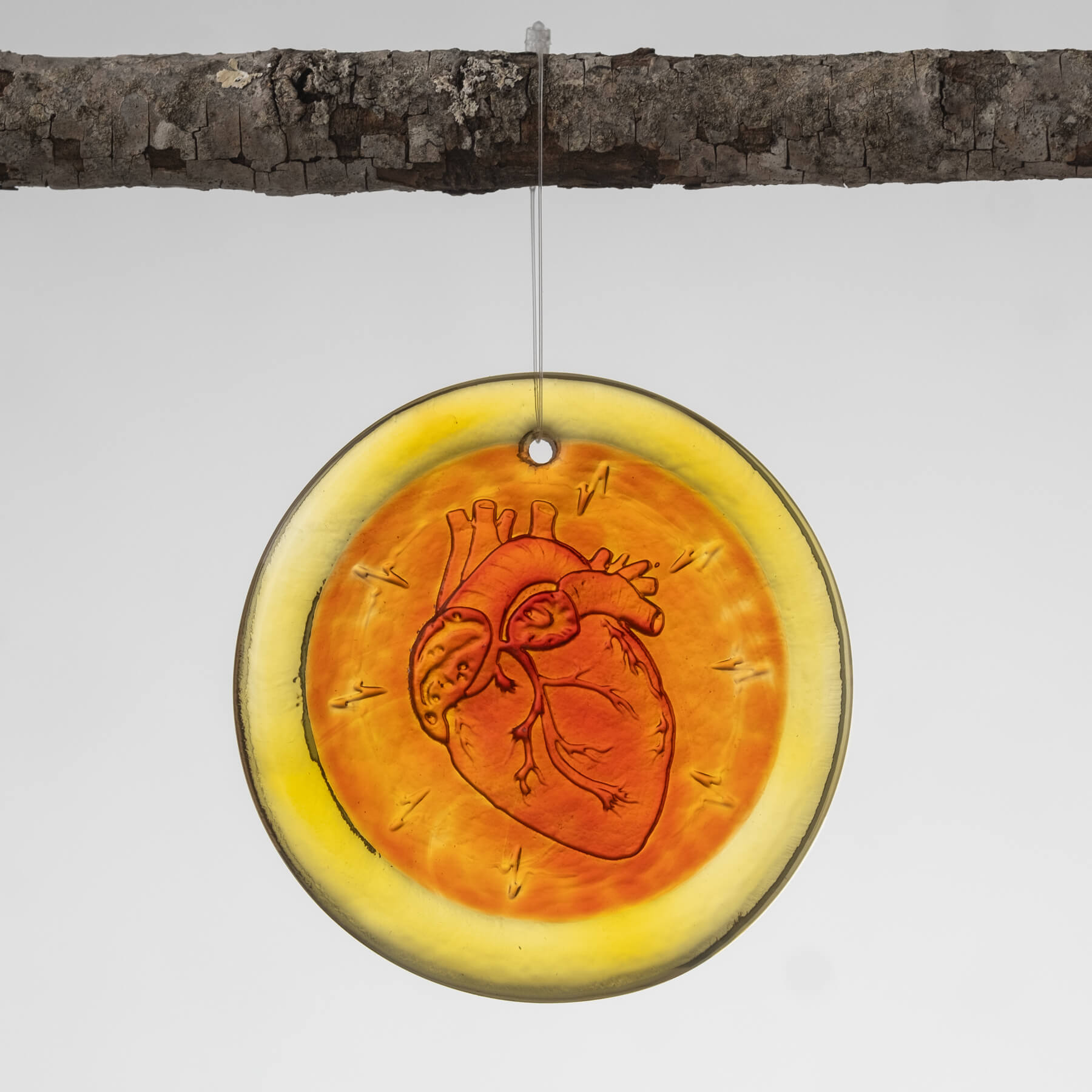 Anatomical Heart' Suncatcher in Tangerine