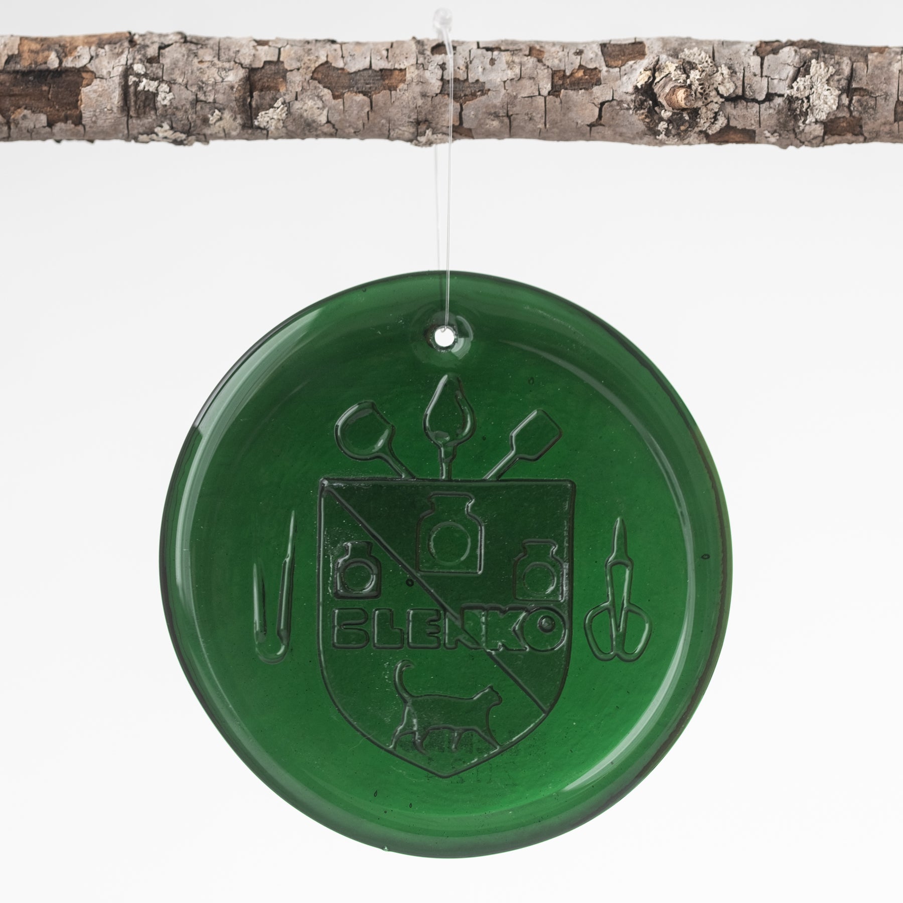 4" Blenko 'Coat of Arms' Suncatcher - Malachite