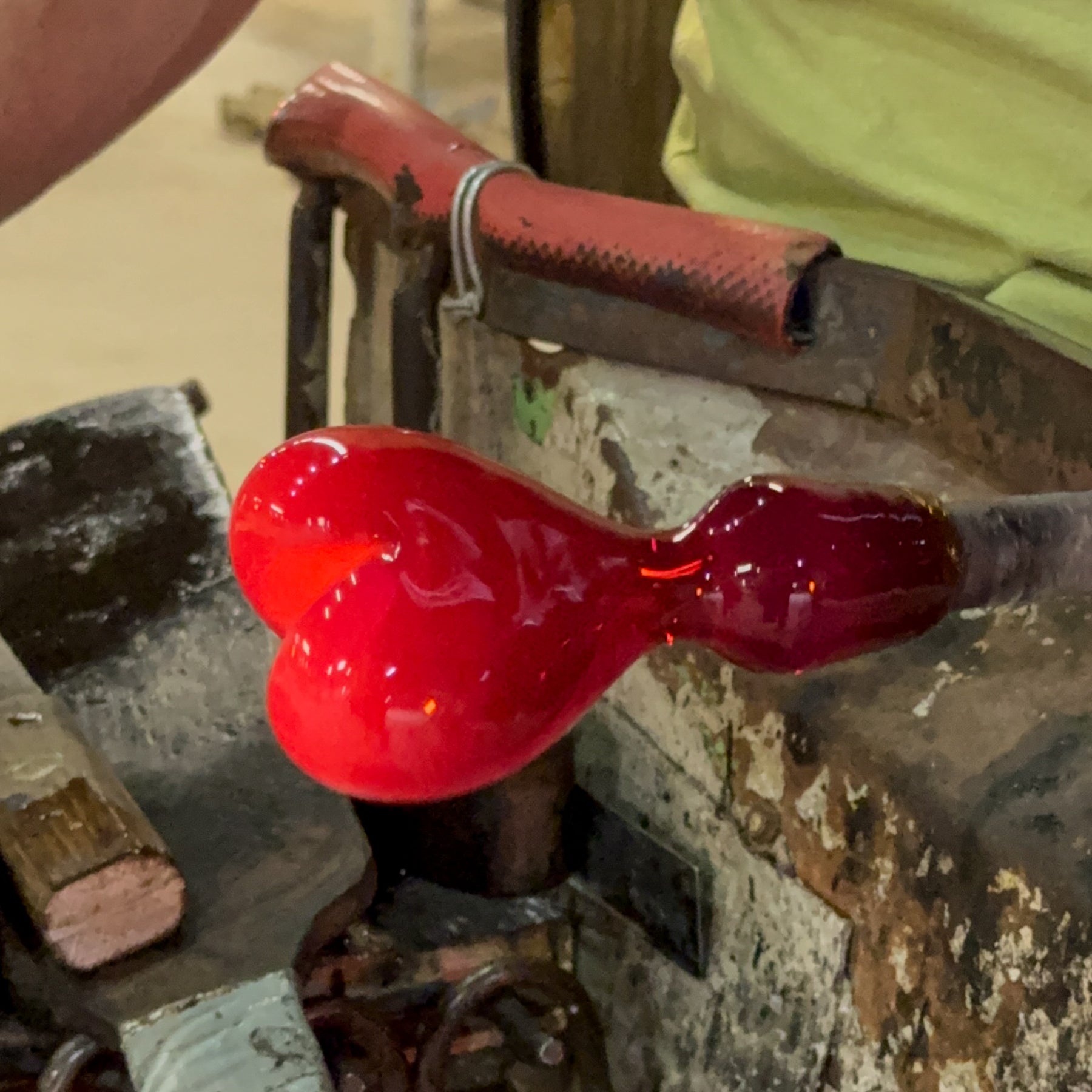 Glass object on a rusty metal surface