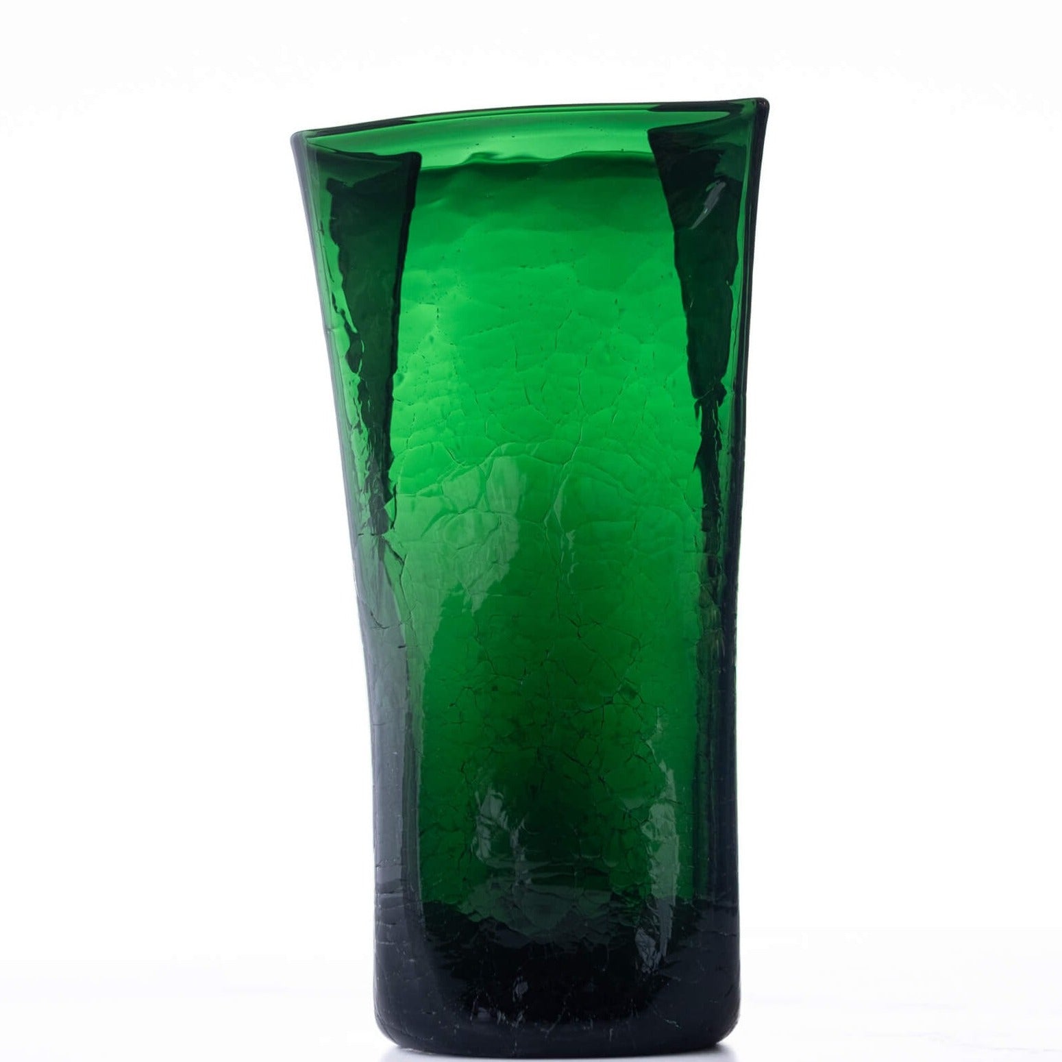 8813MC Crackled Medium Paper Bag Vase - Malachite