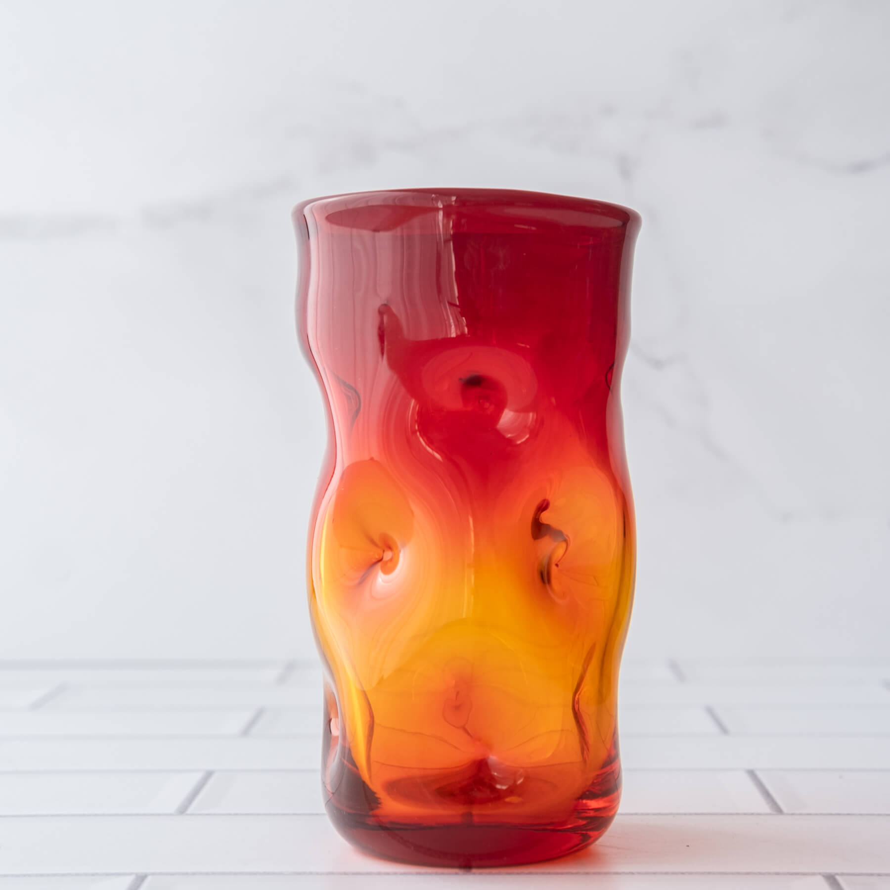 418L Large Dimple Glass - Tangerine