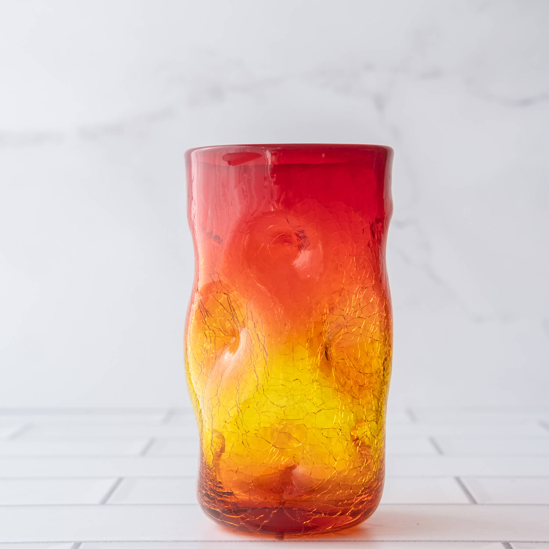 418LC Crackled Large Dimple Glass - Tangerine