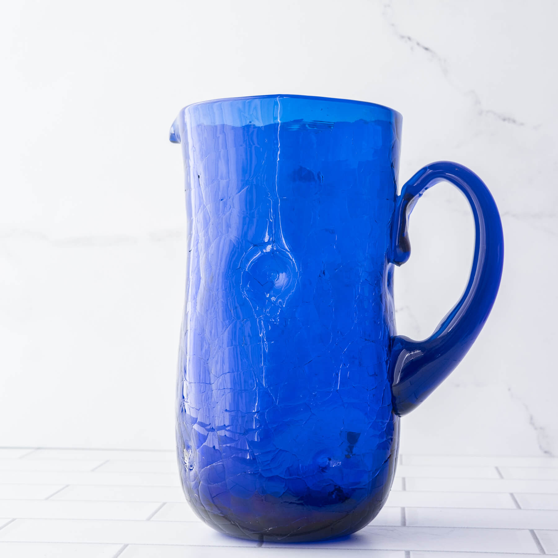 Cobalt Crackled Dimple Pitcher