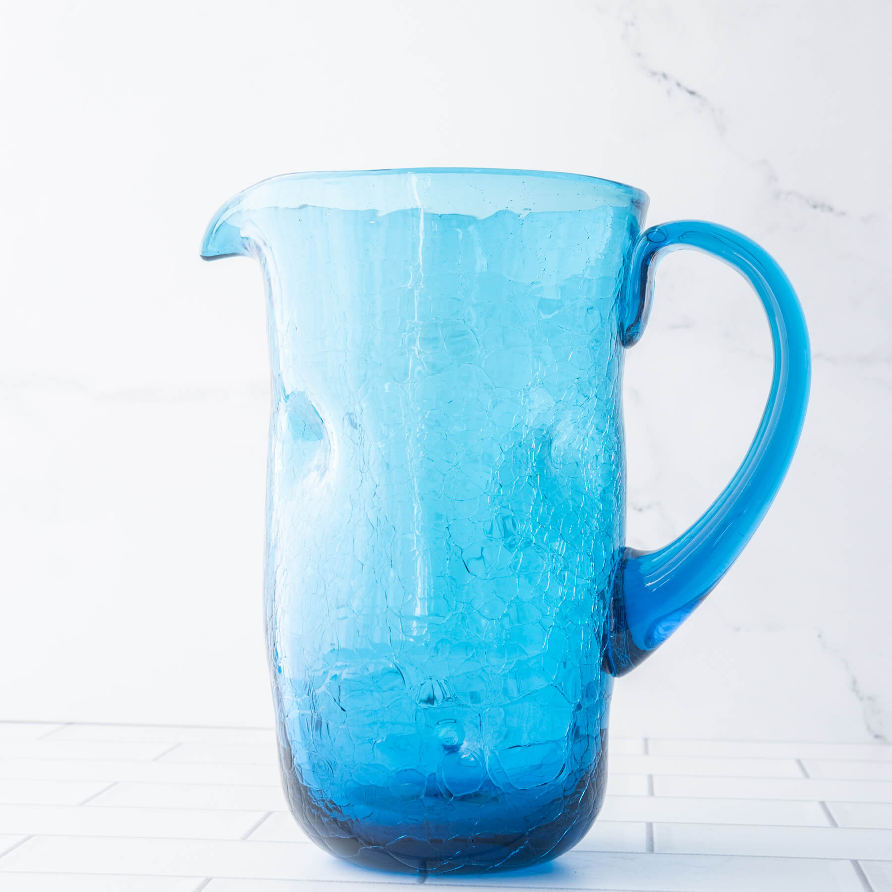 7018 Crackled Dimple Pitcher - Turquoise