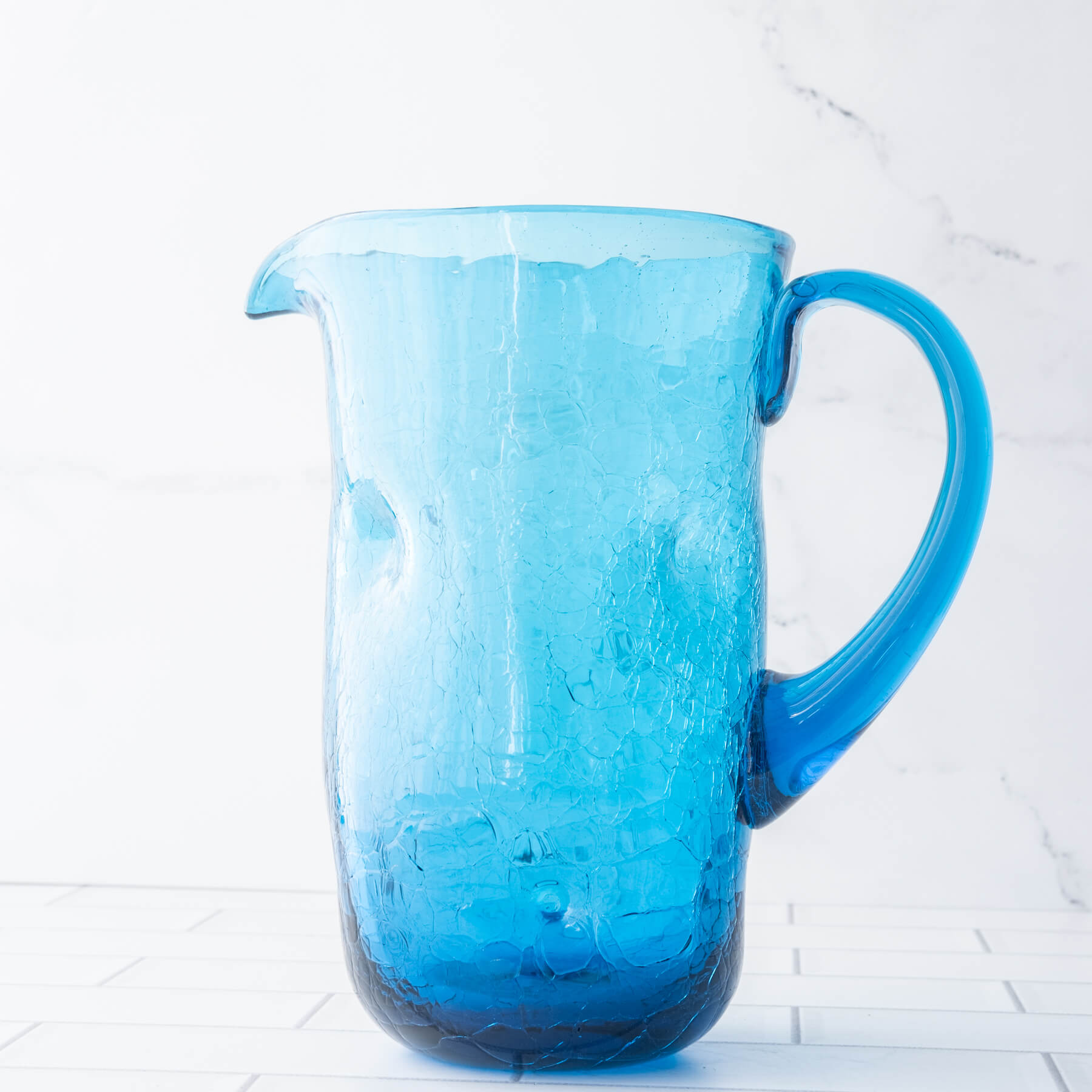 Turquoise Crackled Dimple Pitcher