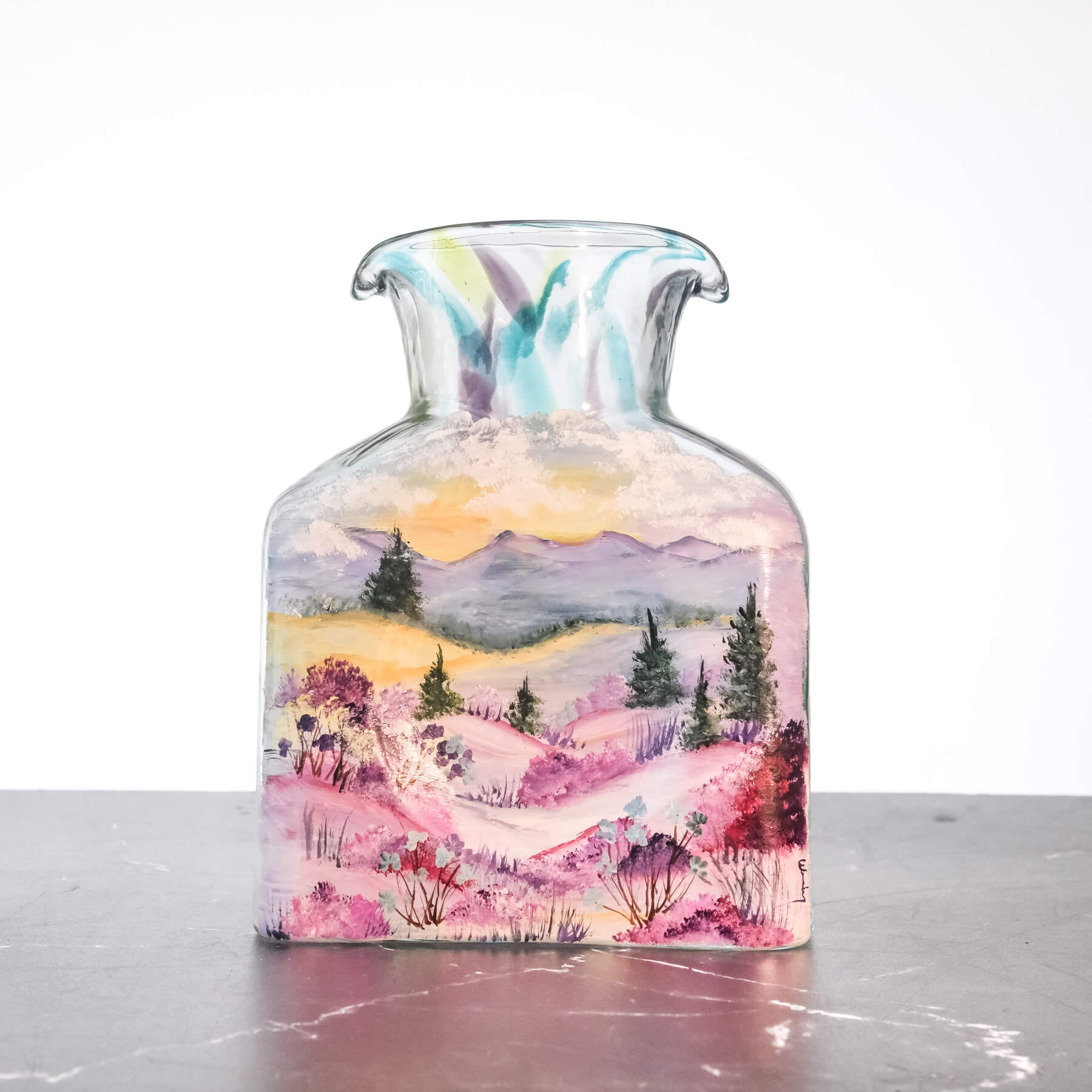 Nebula Water Bottle with Pink Landscape Scene