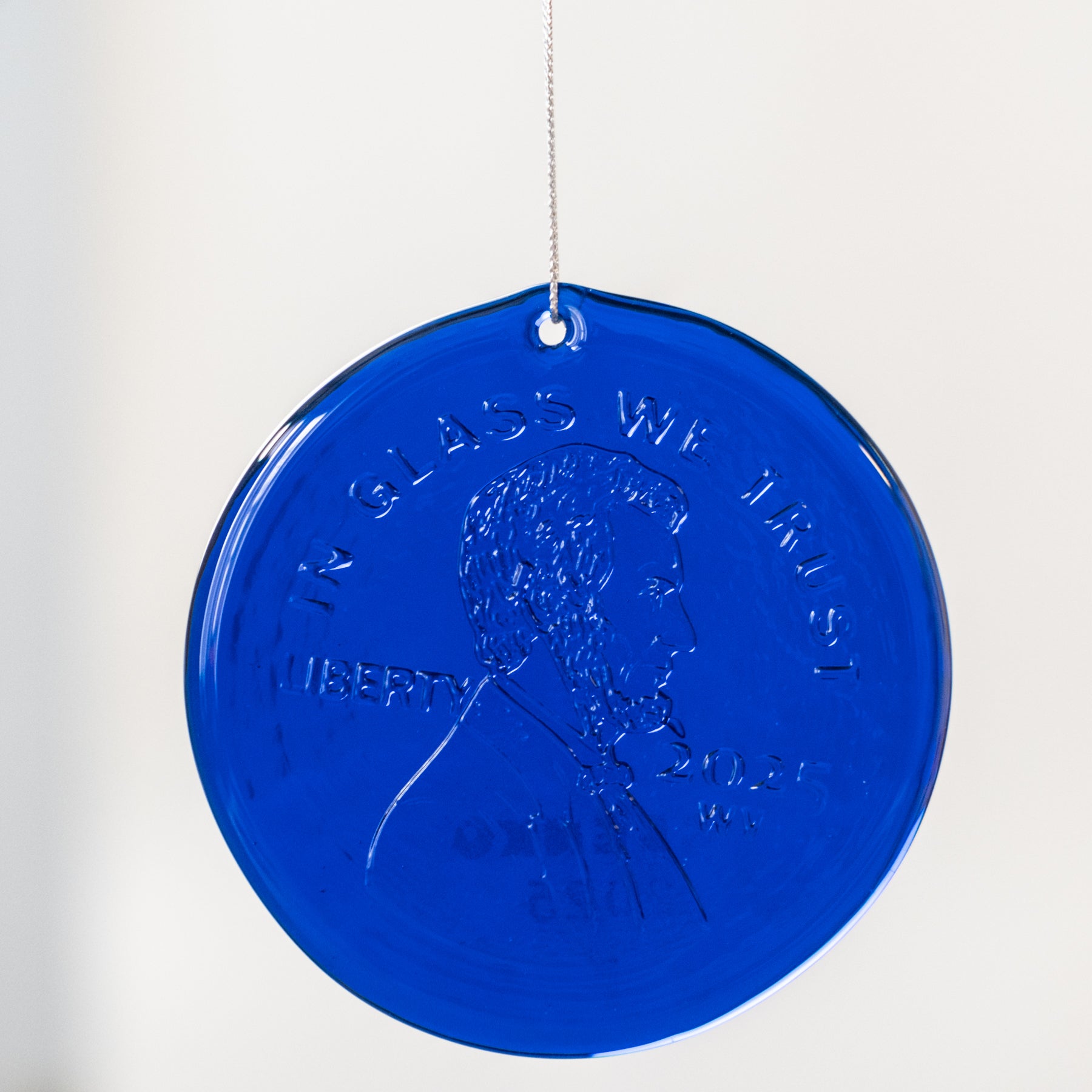 4" Blenko "Heads" Penny Suncatcher - Cobalt