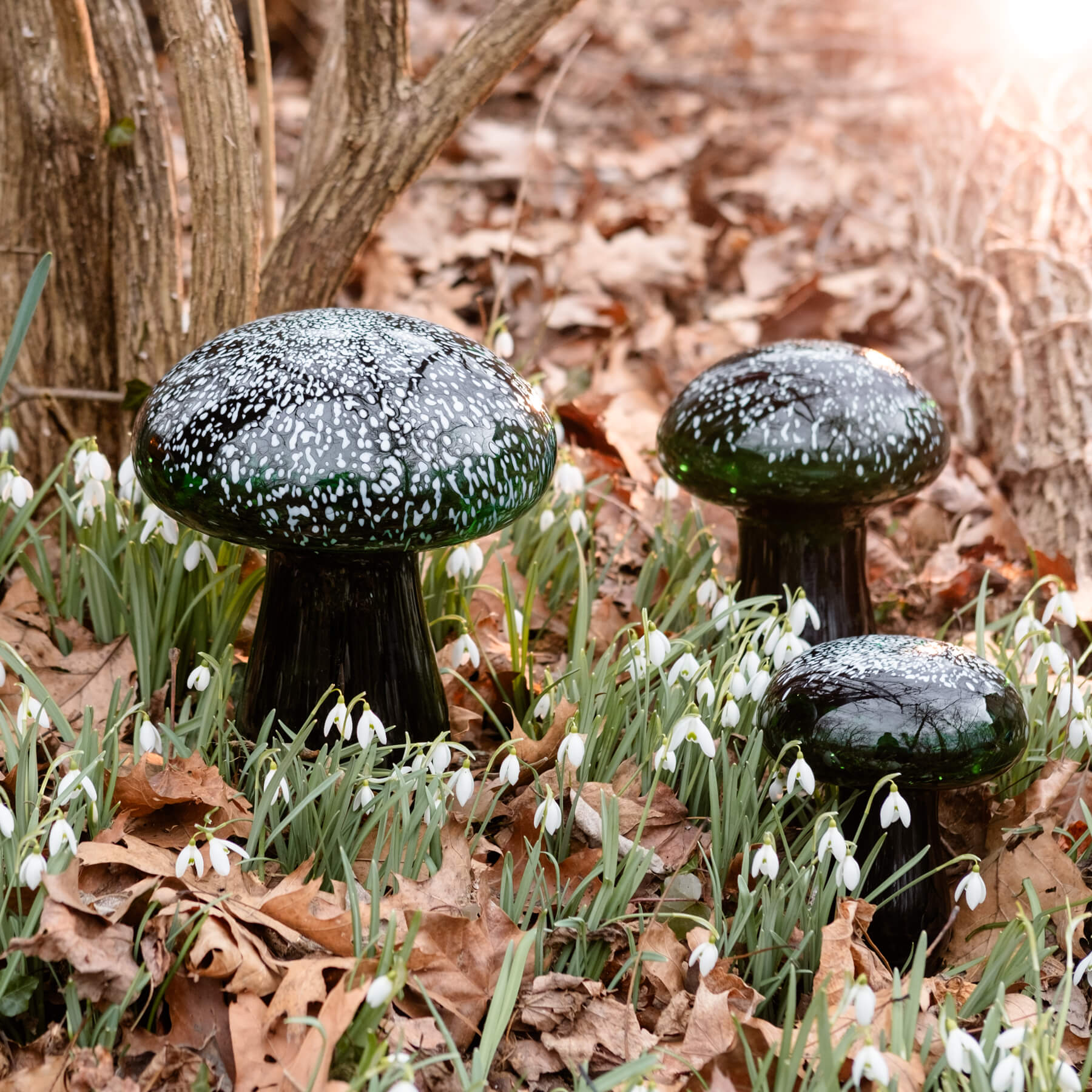 Malachite Garden Mushroom Grouping