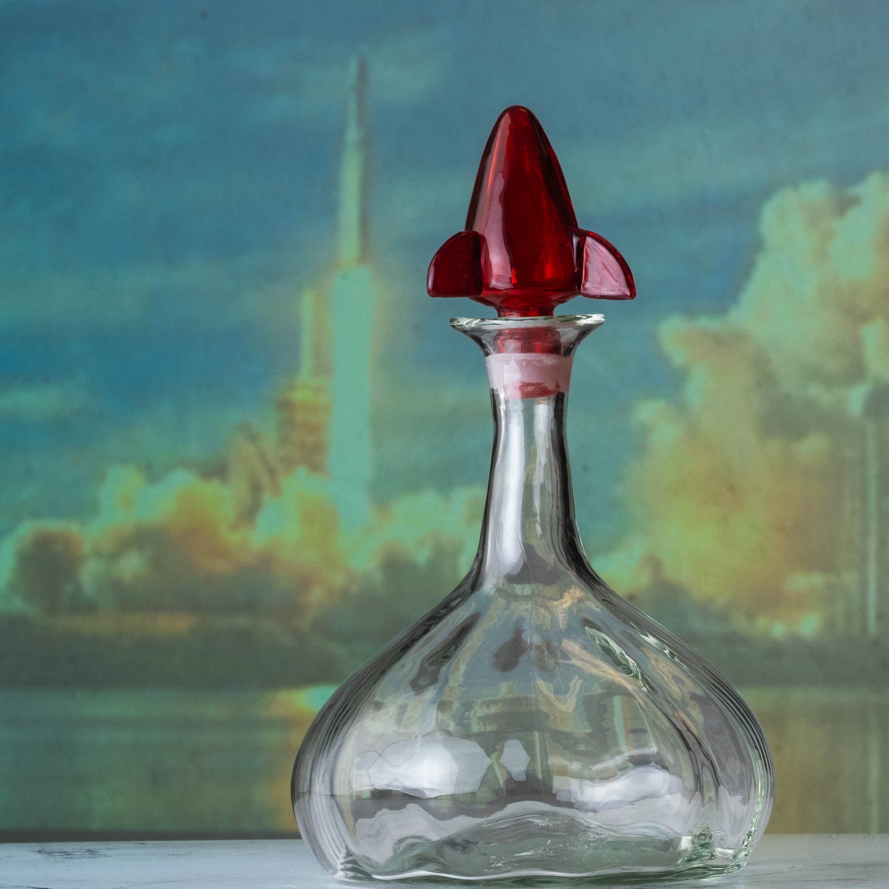 Festival of Glass 2024 Lift Off Decanter - Crystal With Ruby Stopper