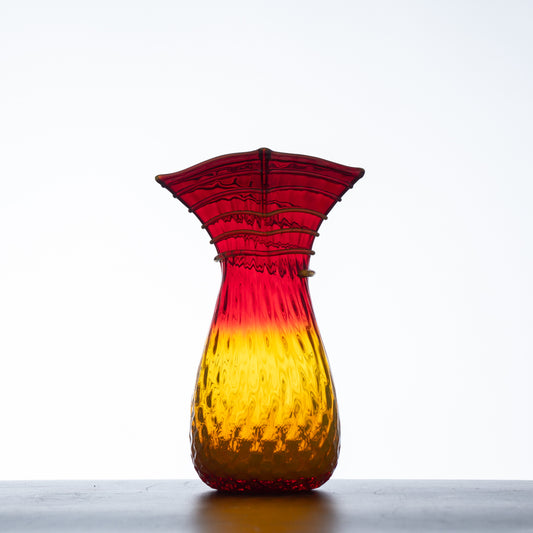 1110W Diamond Optic Vase with Wrap - Tangerine