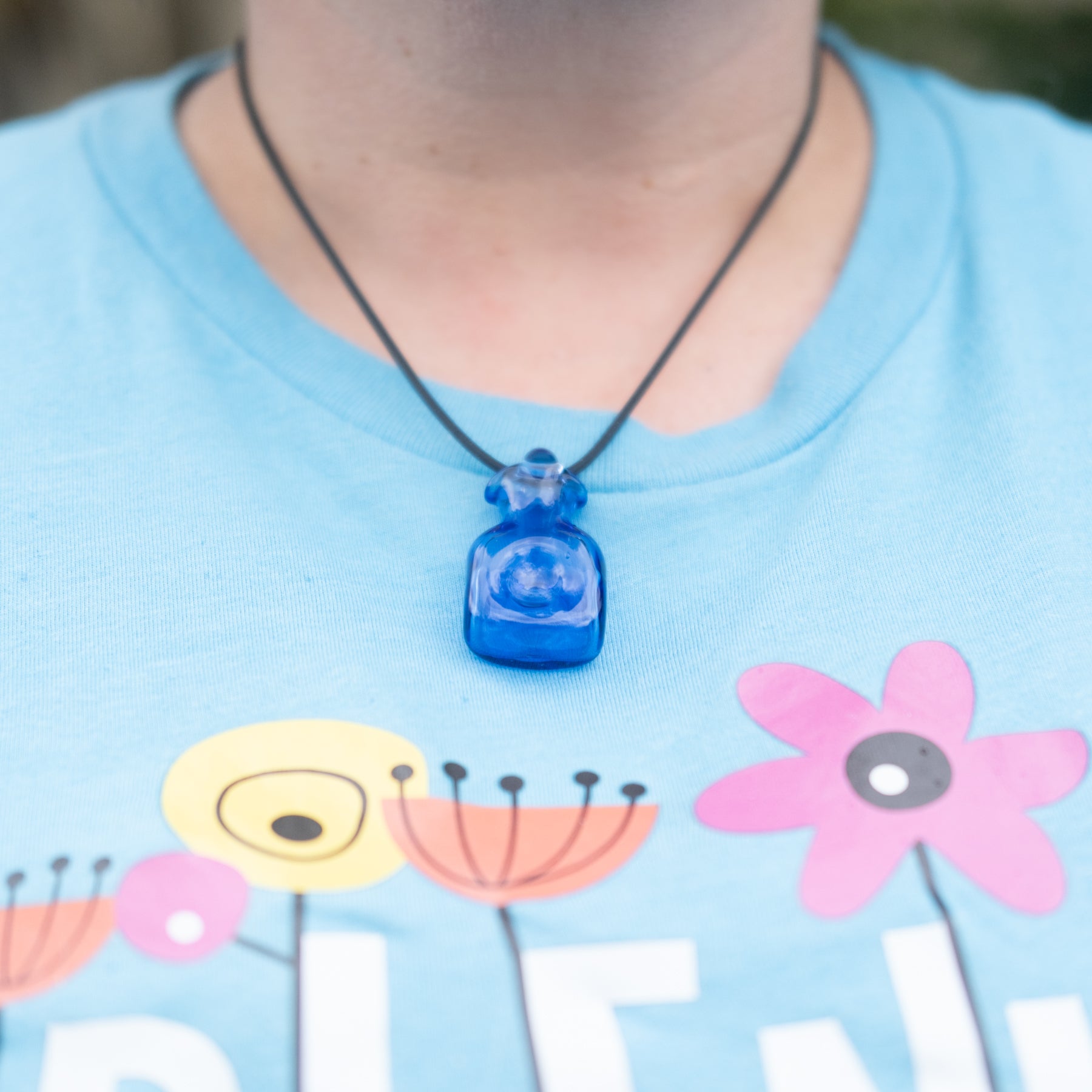 384 Water Bottle Necklace - Light Blue