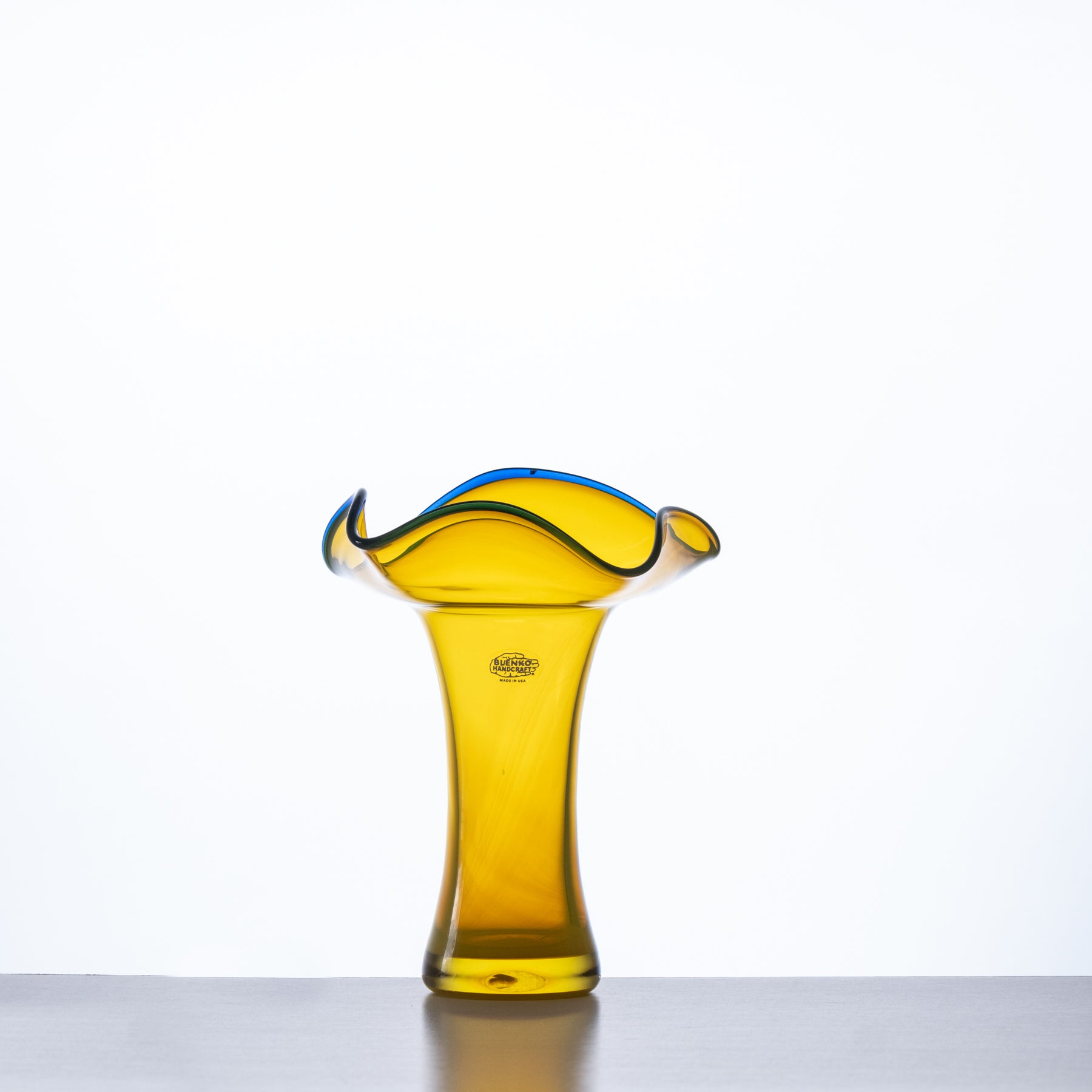 2613S Small Oracle Vase - Citrine with Cobalt Lip
