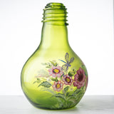 Olive Lightbulb Vase with Flowers and Dragonflies