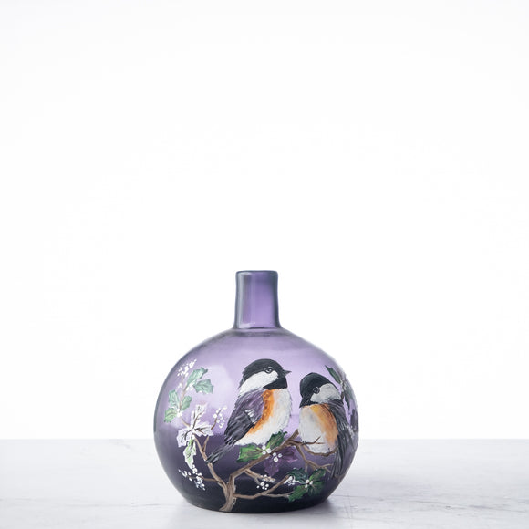 Spring Crocus Ball Vase with Nesting Birds