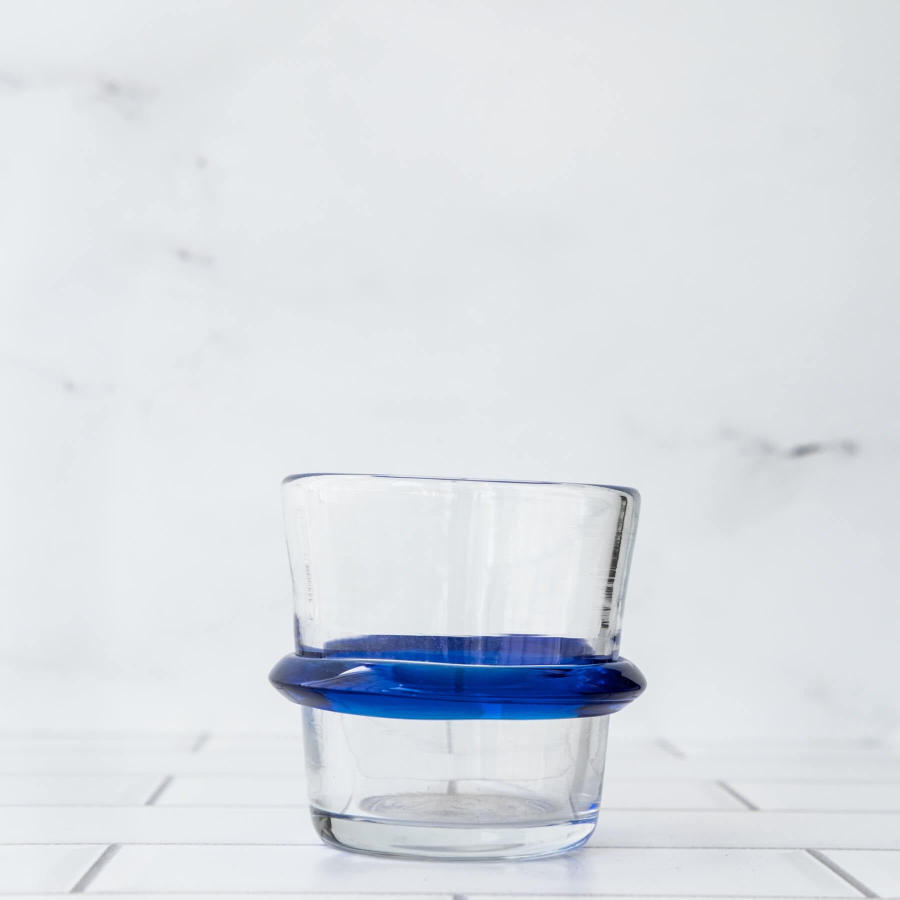 Product photo for Blenko 448R Ring Glass - Crystal with Cobalt