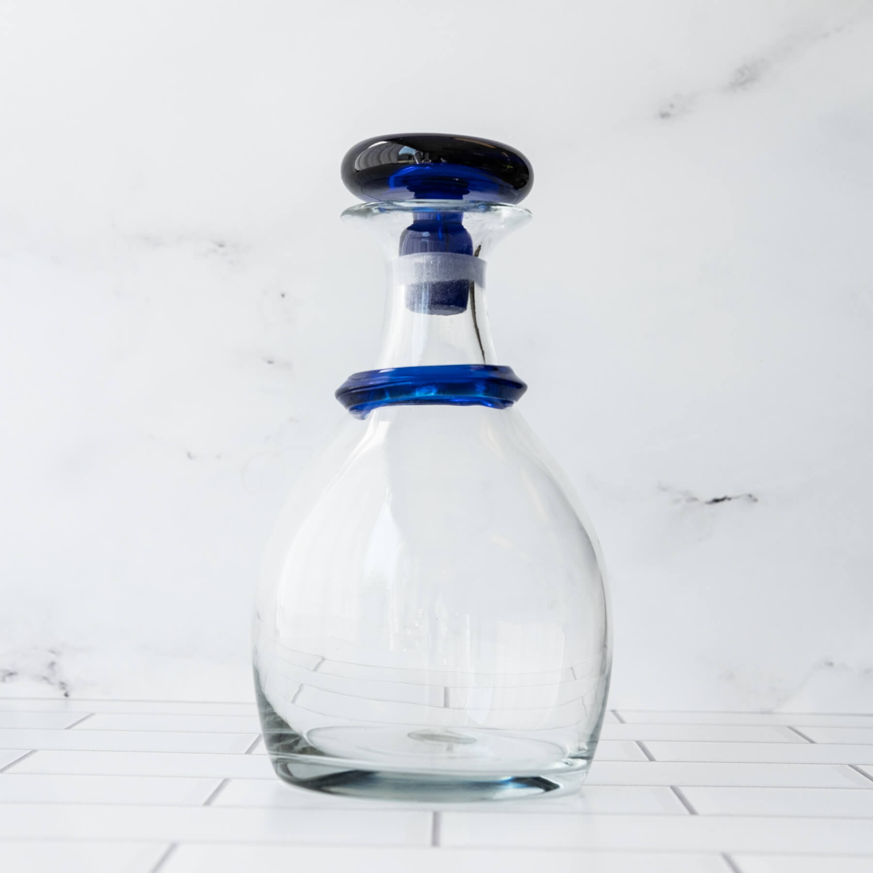 7619 Ring Decanter - Crystal with Cobalt