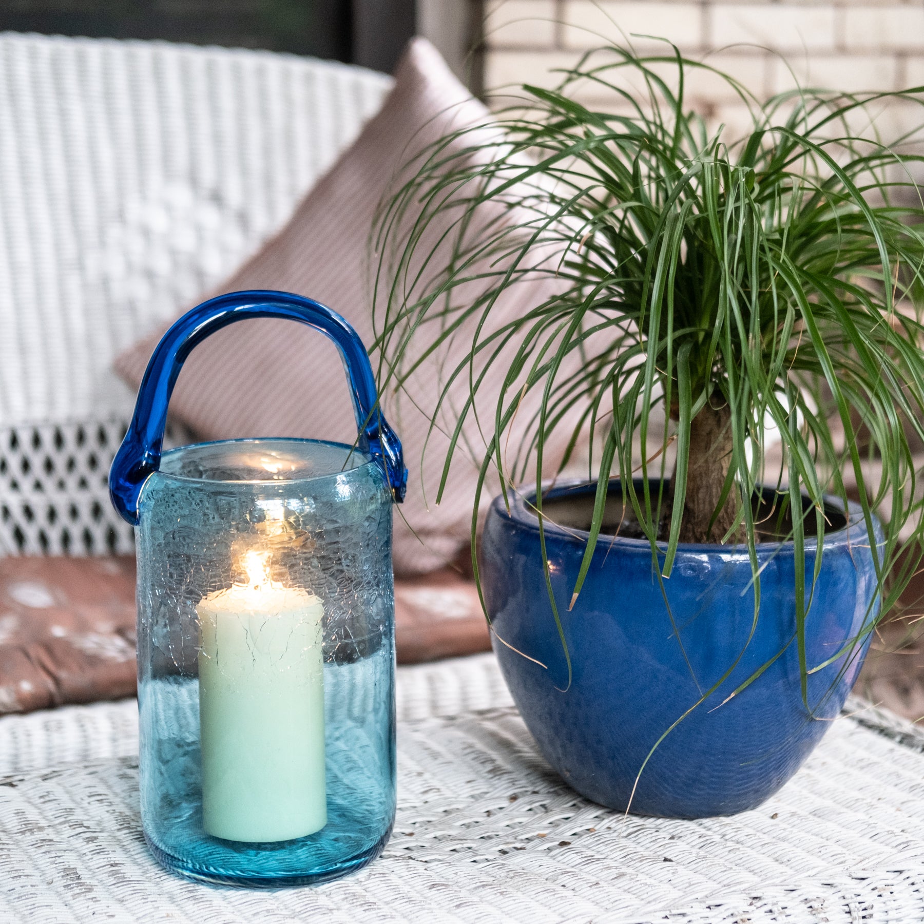 Ice Blue Table Lantern 