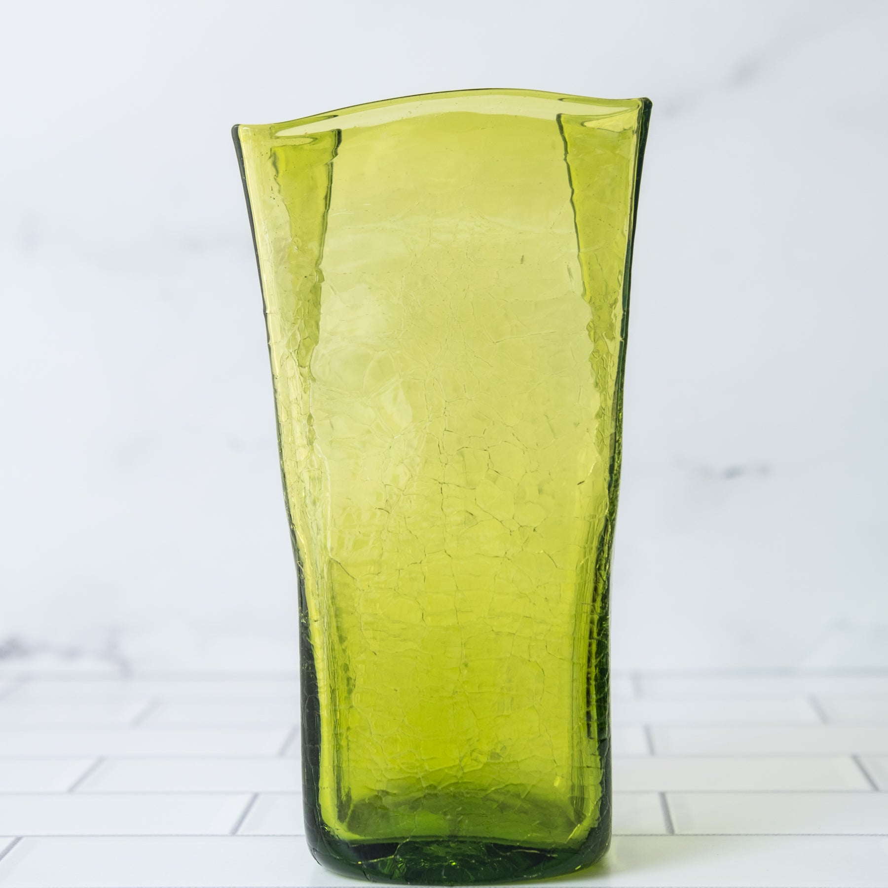 Olive Crackled Medium Paper Bag Vase