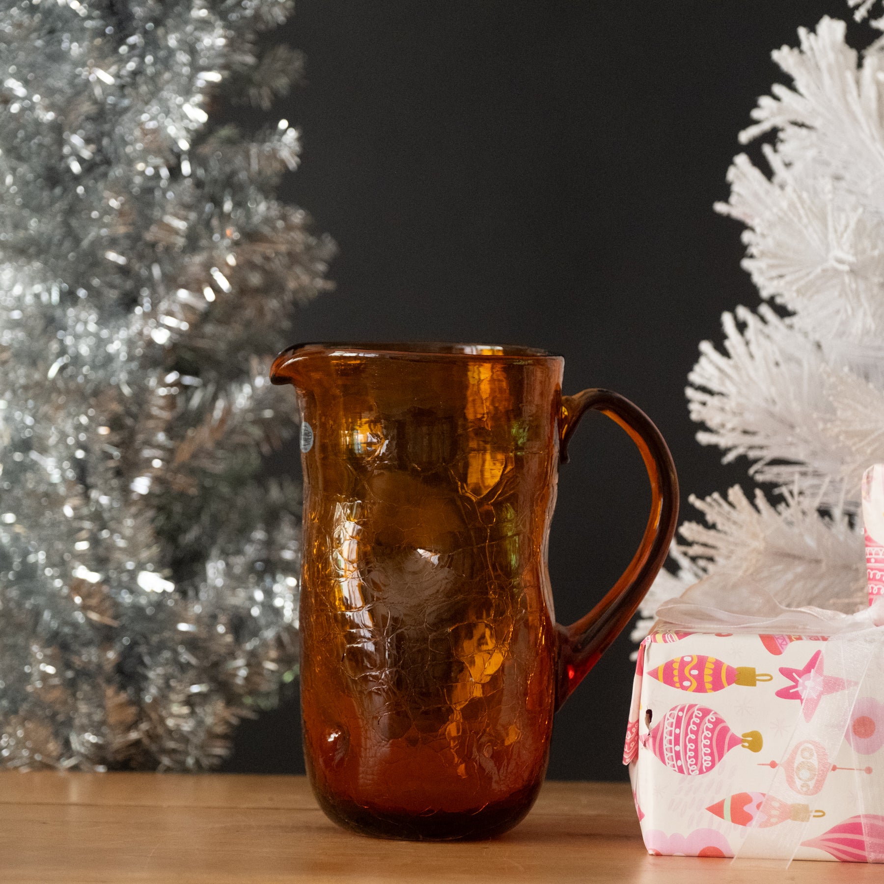 7018C Crackled Dimple Pitcher - Topaz