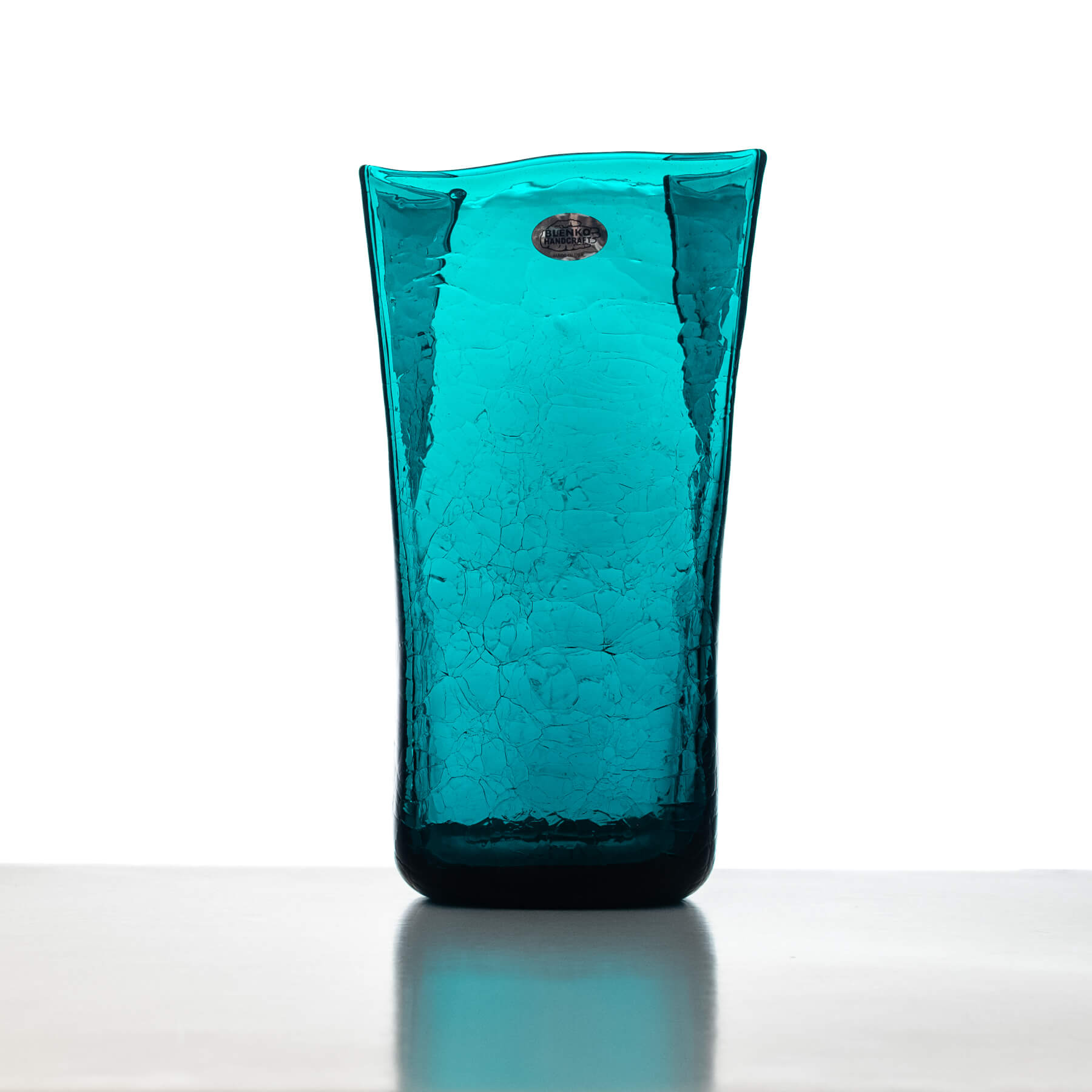 Cerulean Crackled Medium Paper Bag Vase