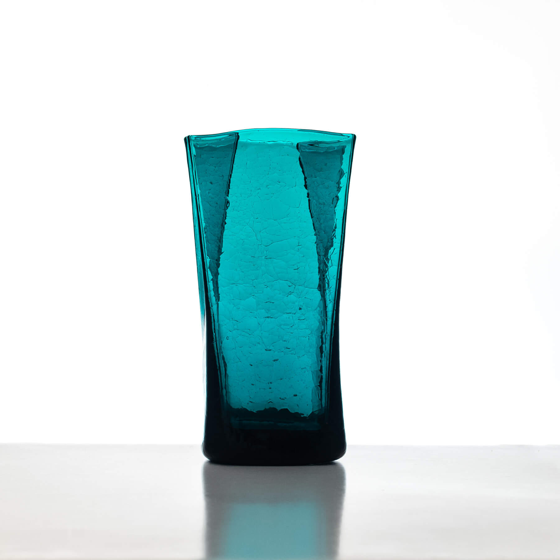 8813SC Crackled Small Paper Bag Vase - Cerulean