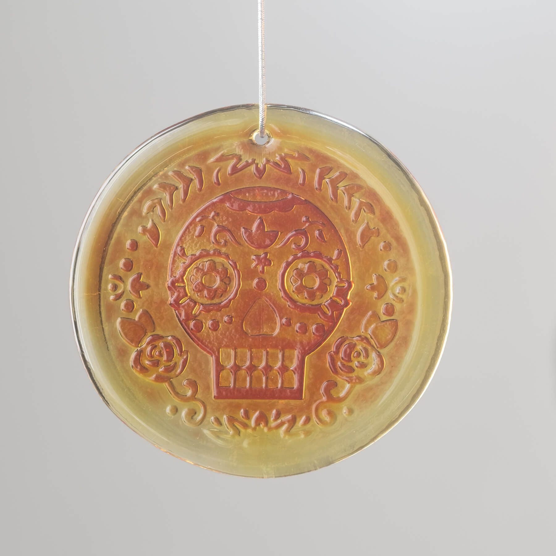 4" 'Sugar Skull' Suncatcher - Tangerine