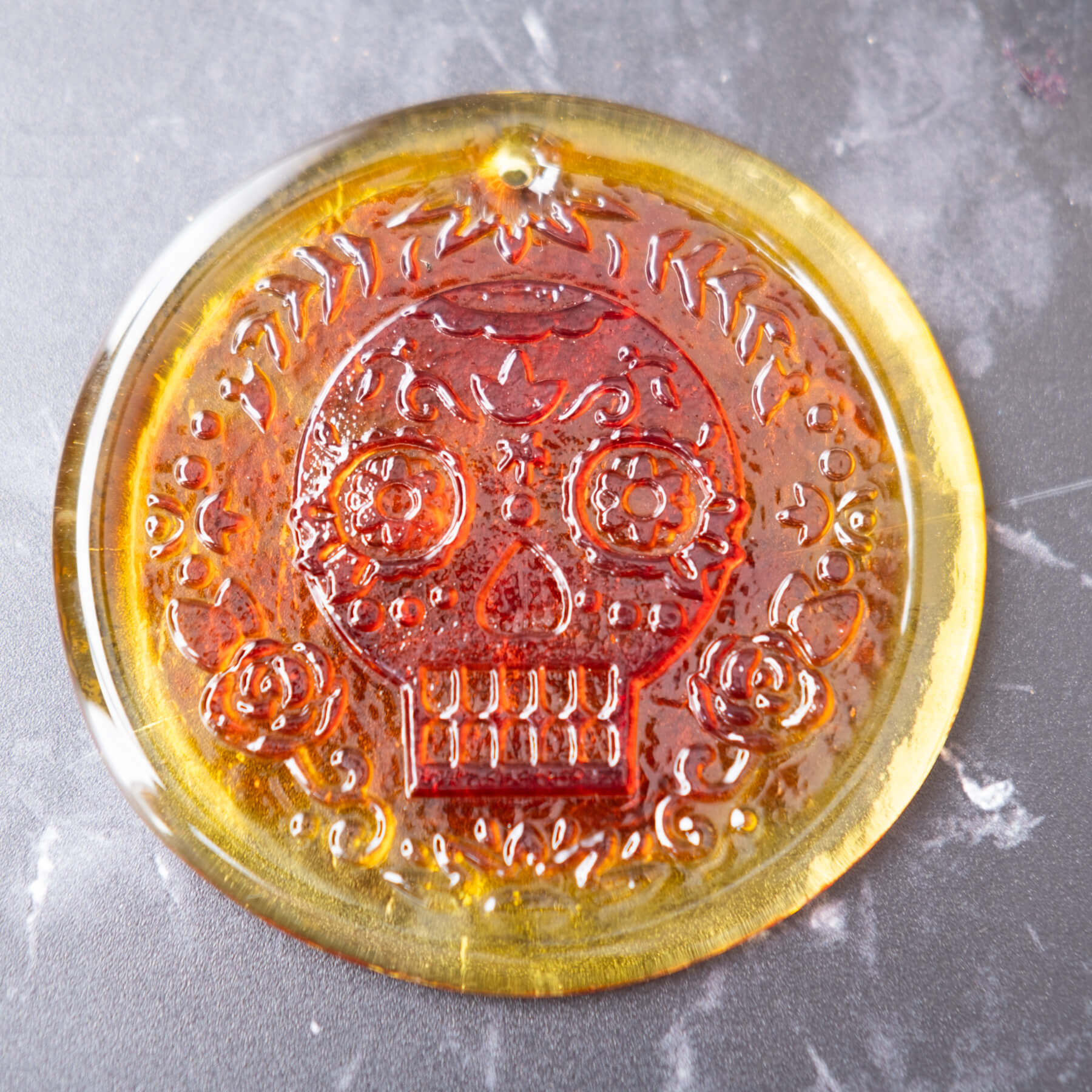 4" 'Sugar Skull' Suncatcher - Tangerine