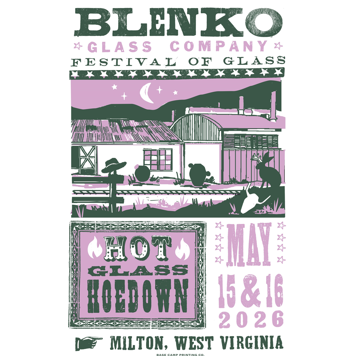 Promotional poster for Blenko Glass Company Festival of Glass event in Milton, West Virginia.