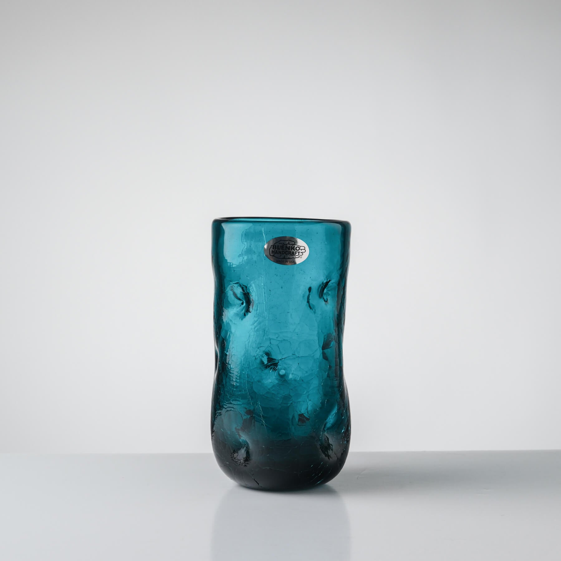 418LC Crackled Large Dimple Glass - Cerulean