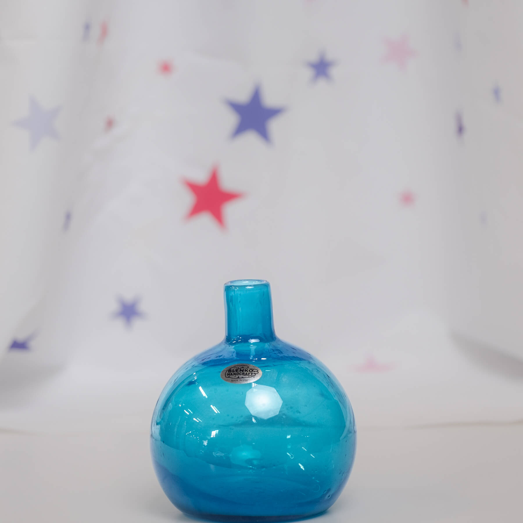 1423 Ball Bud Vase - Turquoise with Experimental White