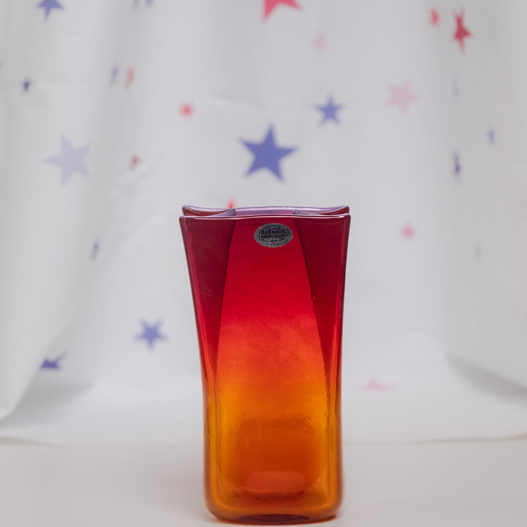 8813S Small Paper Bag Vase - Tangerine with Experimental White