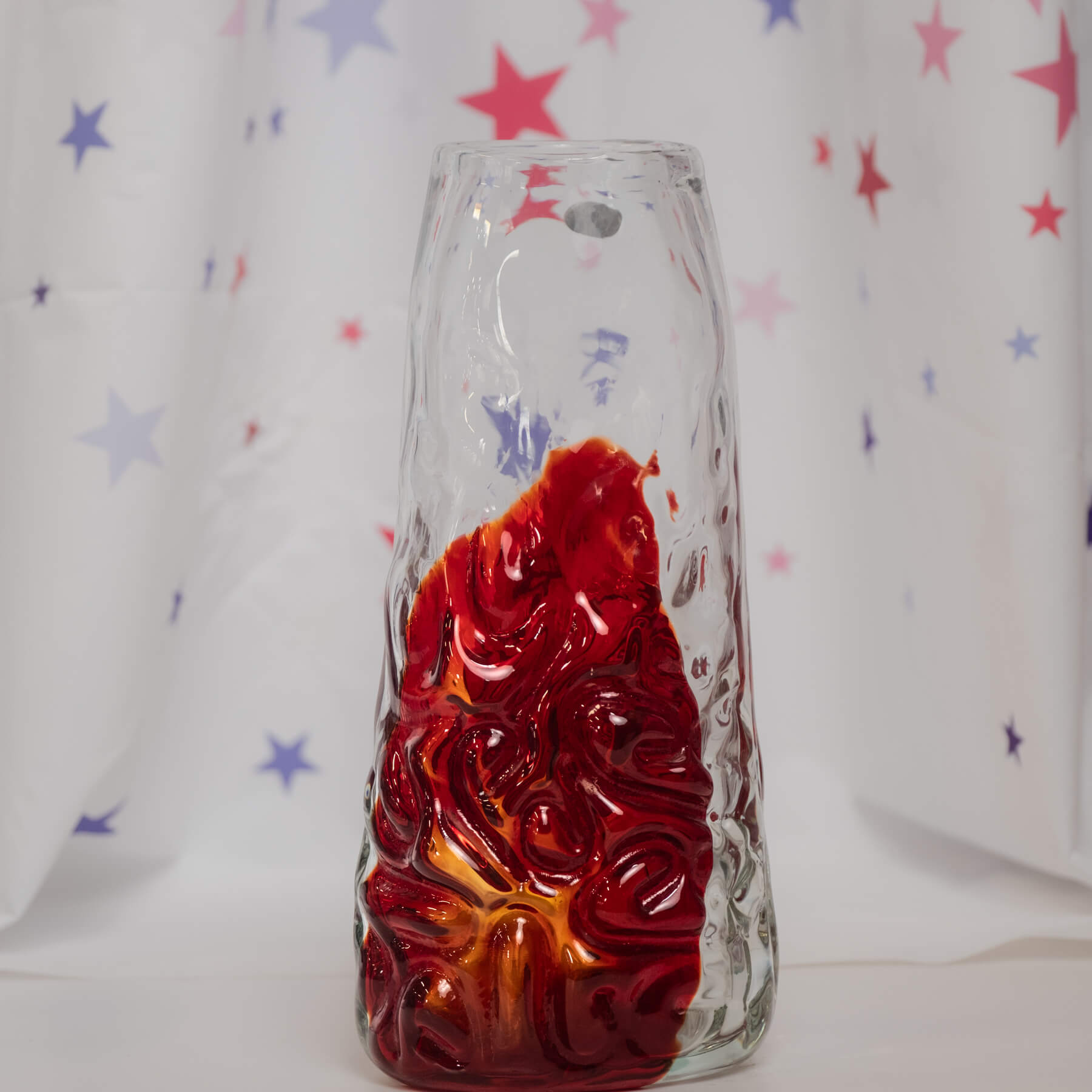 Textured Bullet Vase - Crystal with Ruby Dollops