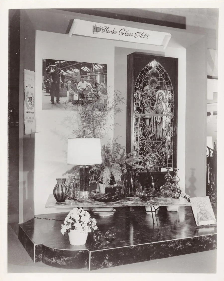 Vintage Blenko decorative ware on display