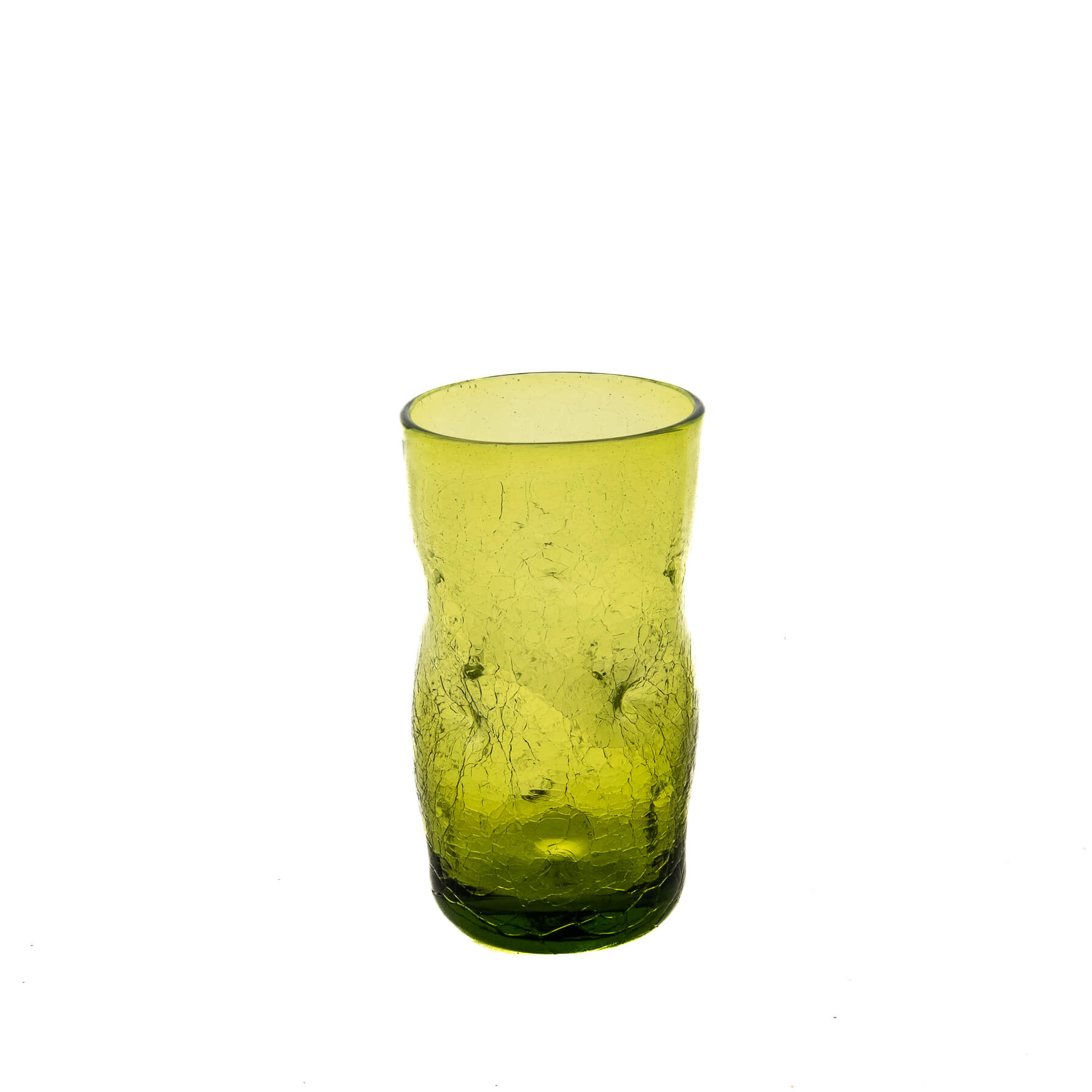 Product photo for Blenko 418LC Crackled Large Dimple Glass - Olive