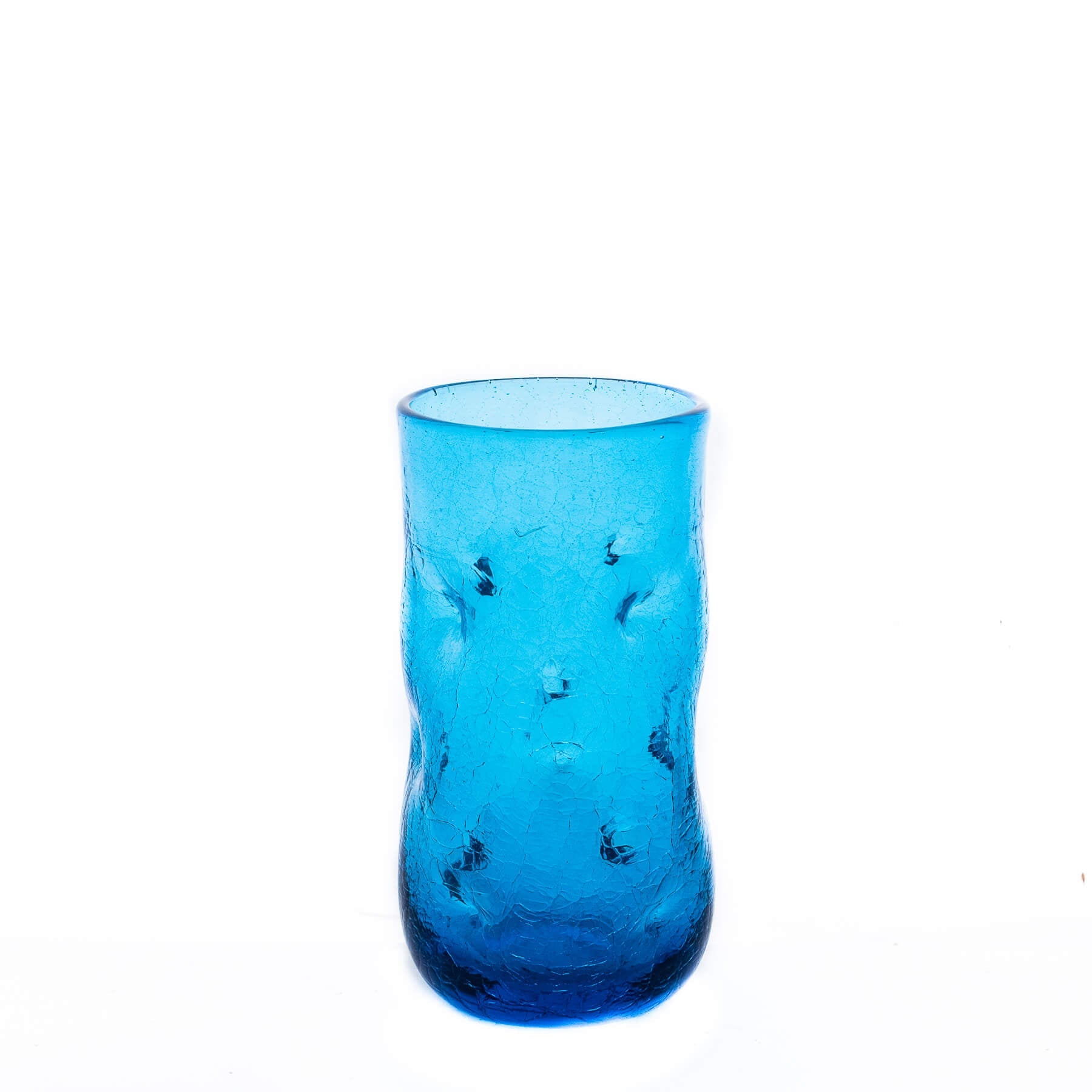 Product photo for Blenko 418LC Crackled Large Dimple Glass - Turquoise