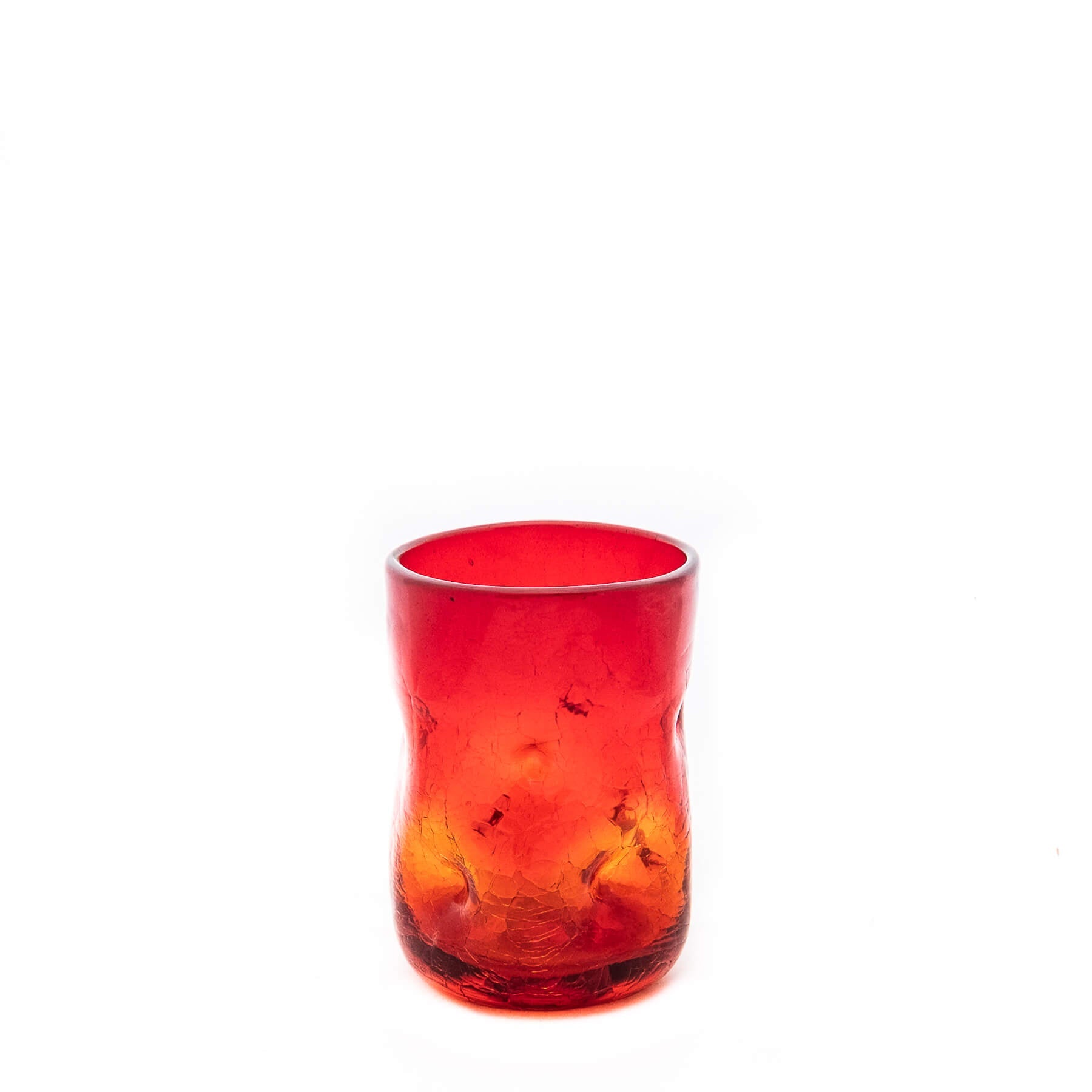 Tangerine Crackled Small Dimple Glass