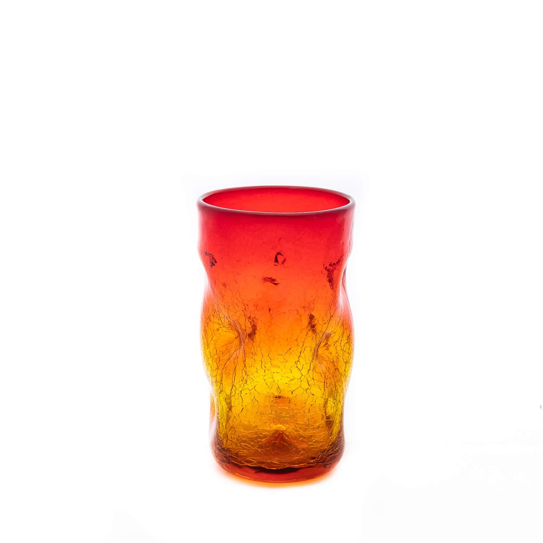 Product photo for Blenko 418LC Crackled Large Dimple Glass - Tangerine
